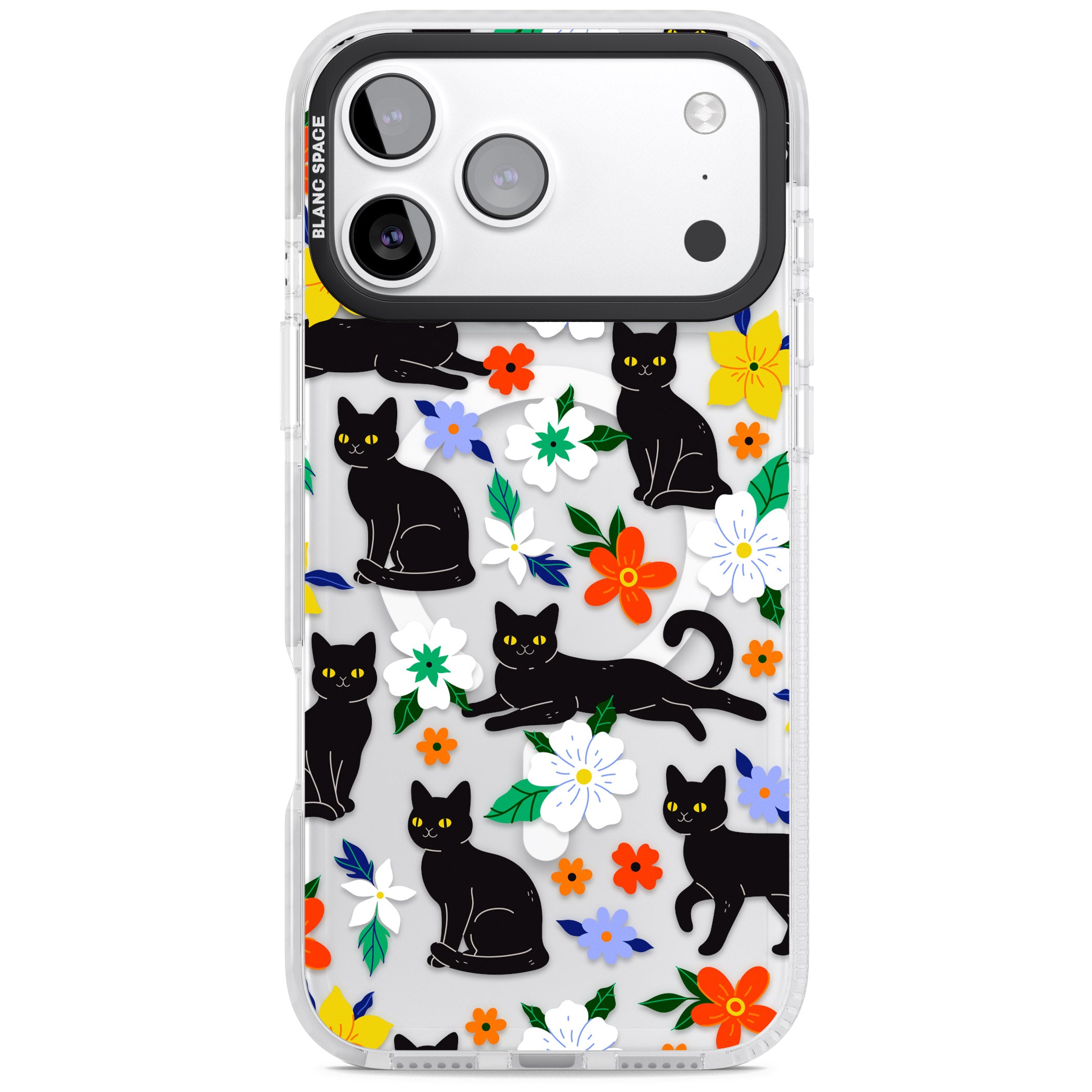 Cats Flowers iPhone 17 Pro Impact Pro Clear Phone Case