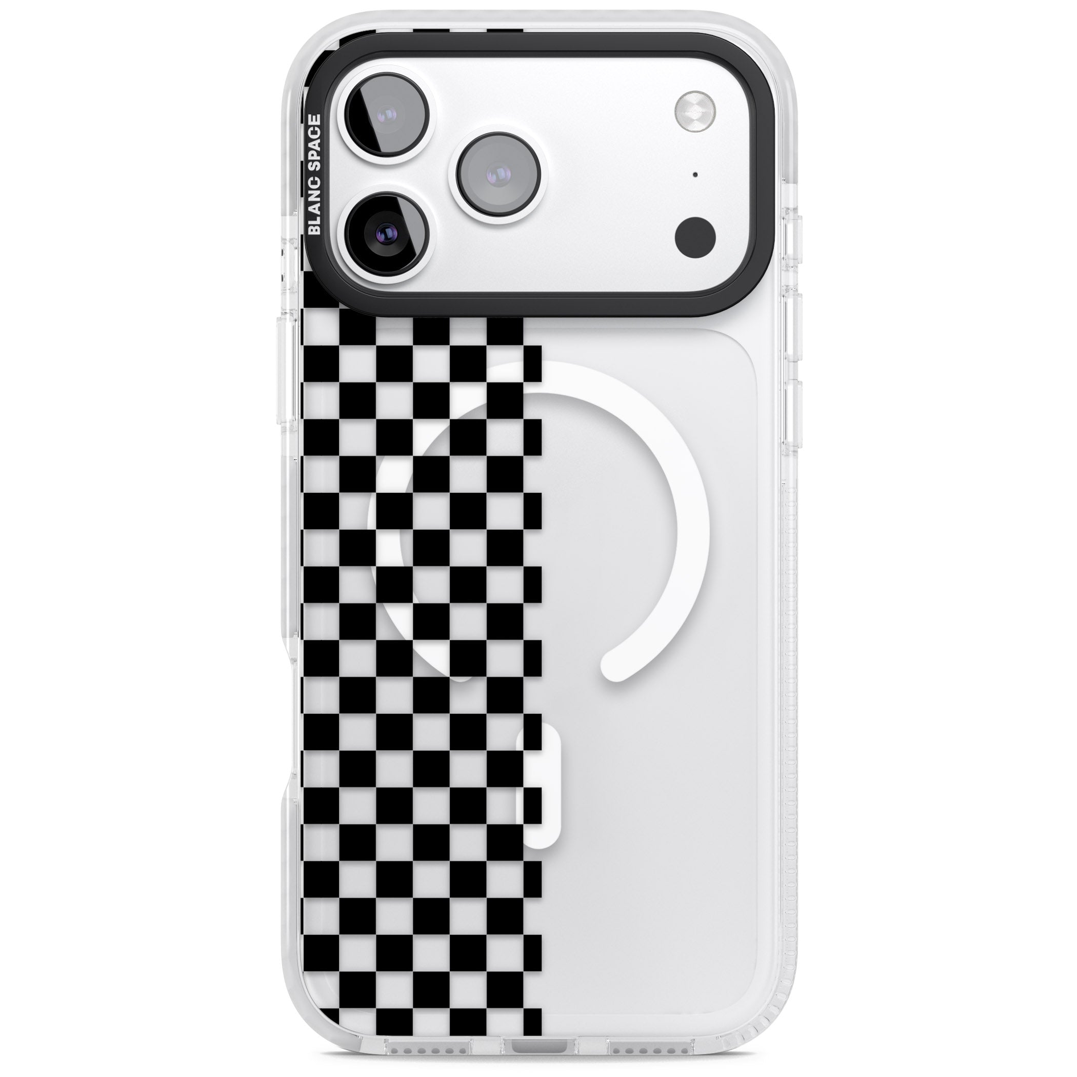 Checker: Half Black Check On Clear iPhone 17 Pro Impact Pro Clear Phone Case