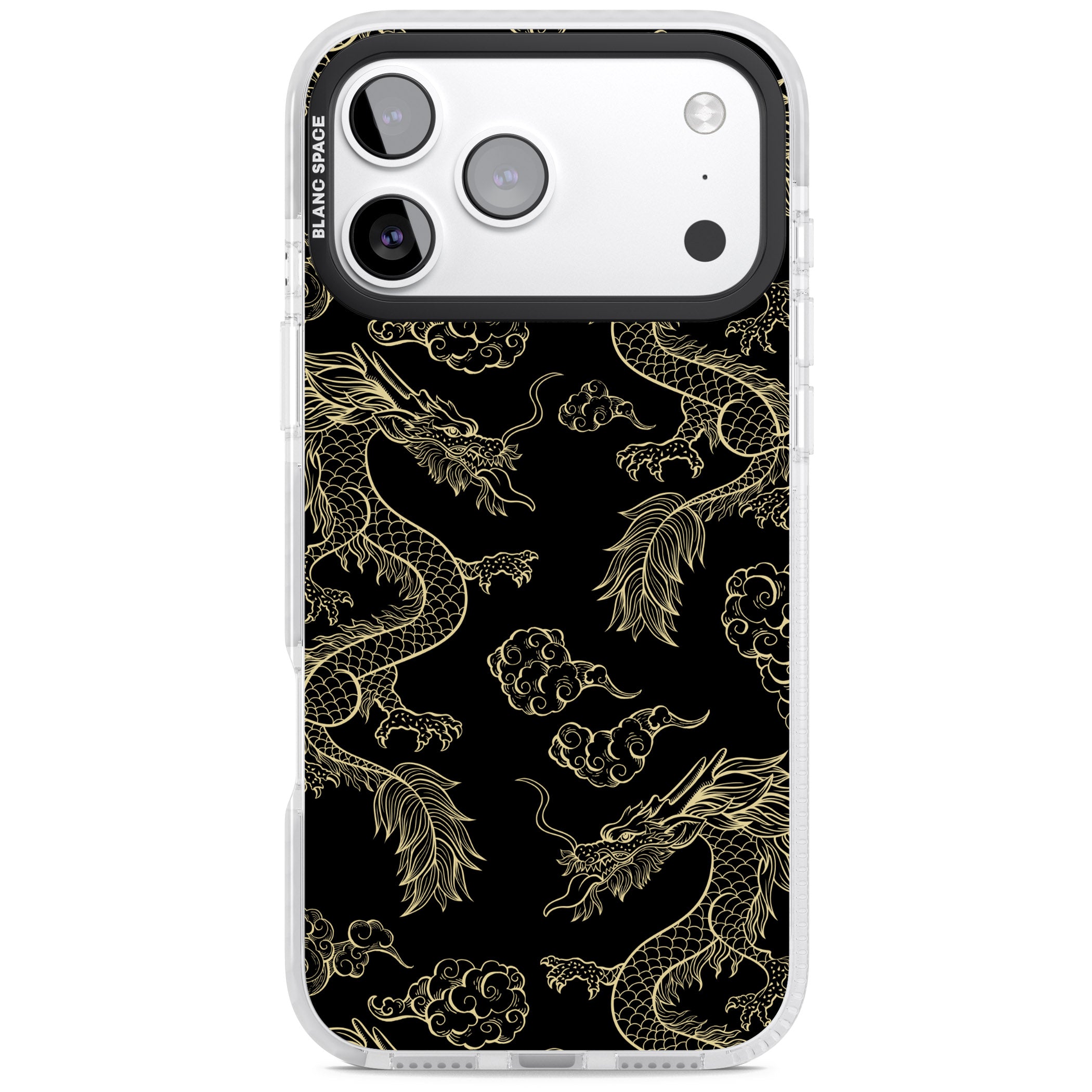 Black And Gold Dragon Pattern iPhone 17 Pro Impact Pro Clear Phone Case