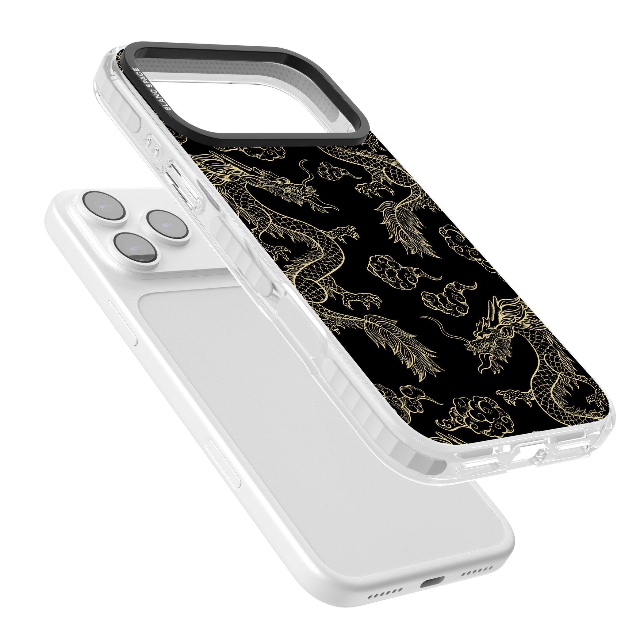 Black And Gold Dragon Pattern iPhone 17 Pro Impact Pro Clear Phone Case Colours