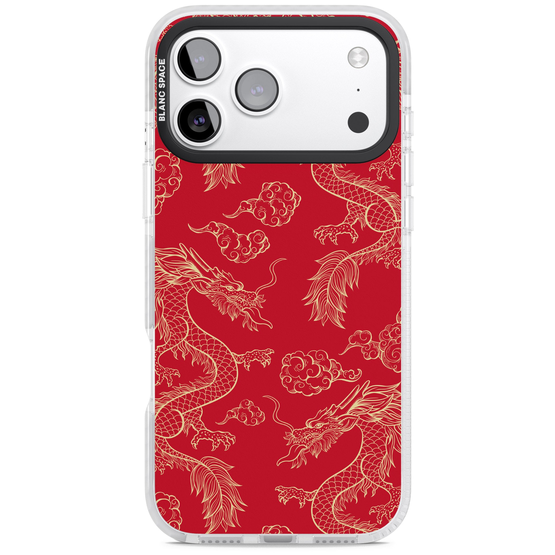 Red And Gold Dragon Pattern iPhone 17 Pro Impact Pro Clear Phone Case