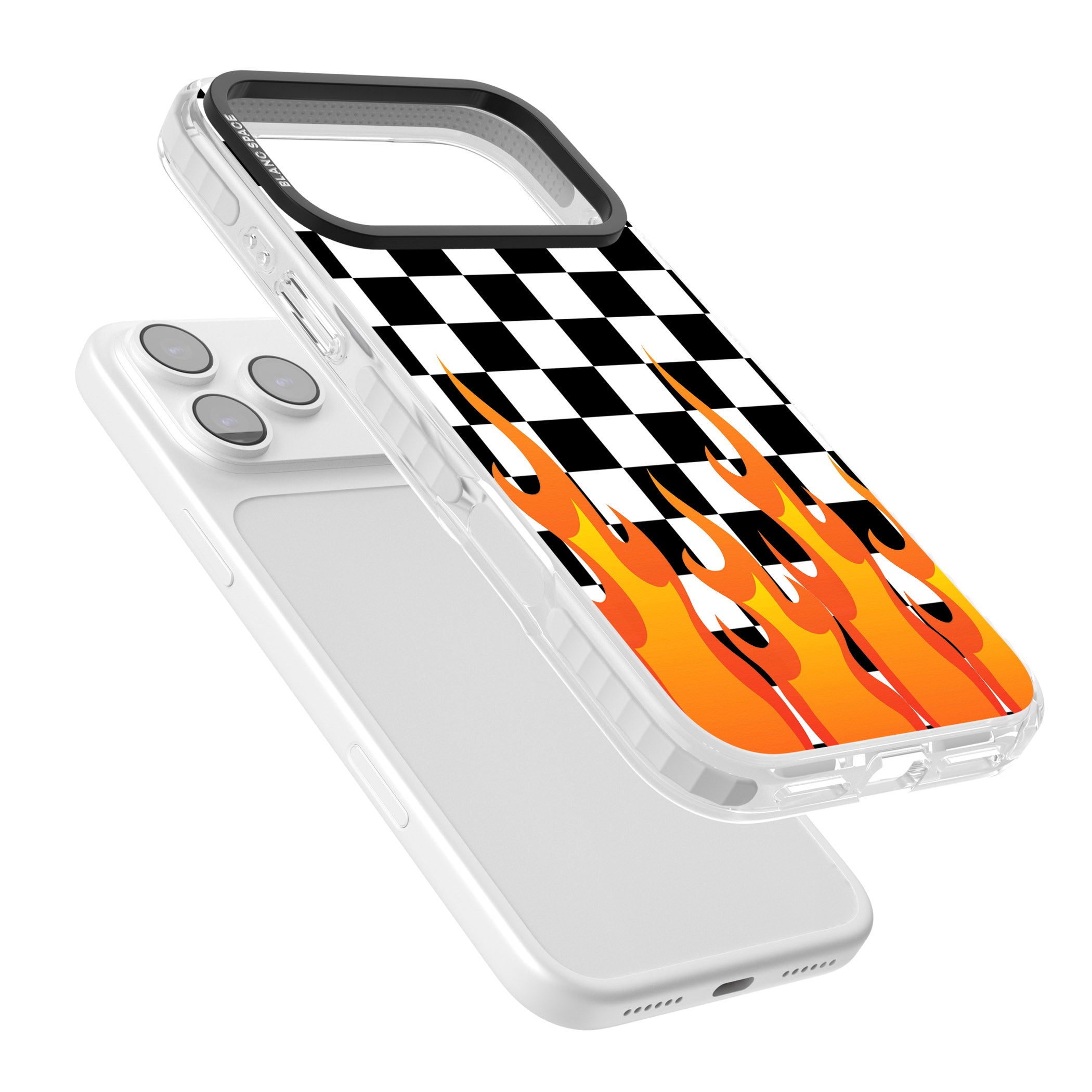 Checkered Fire iPhone 17 Pro Impact Pro Clear Phone Case Colours