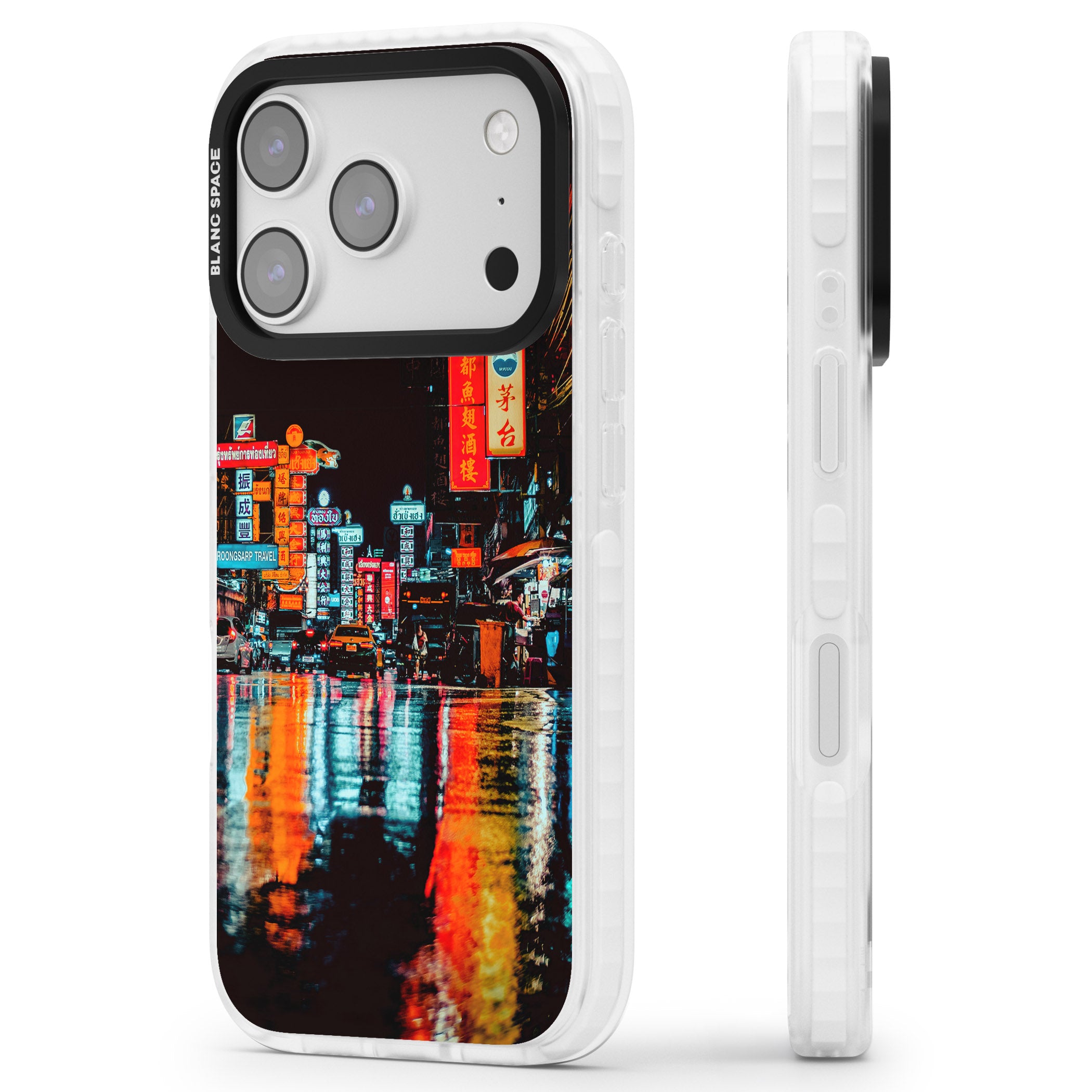 Neon City iPhone 17 Pro Impact Pro Clear Phone Case Side Profile