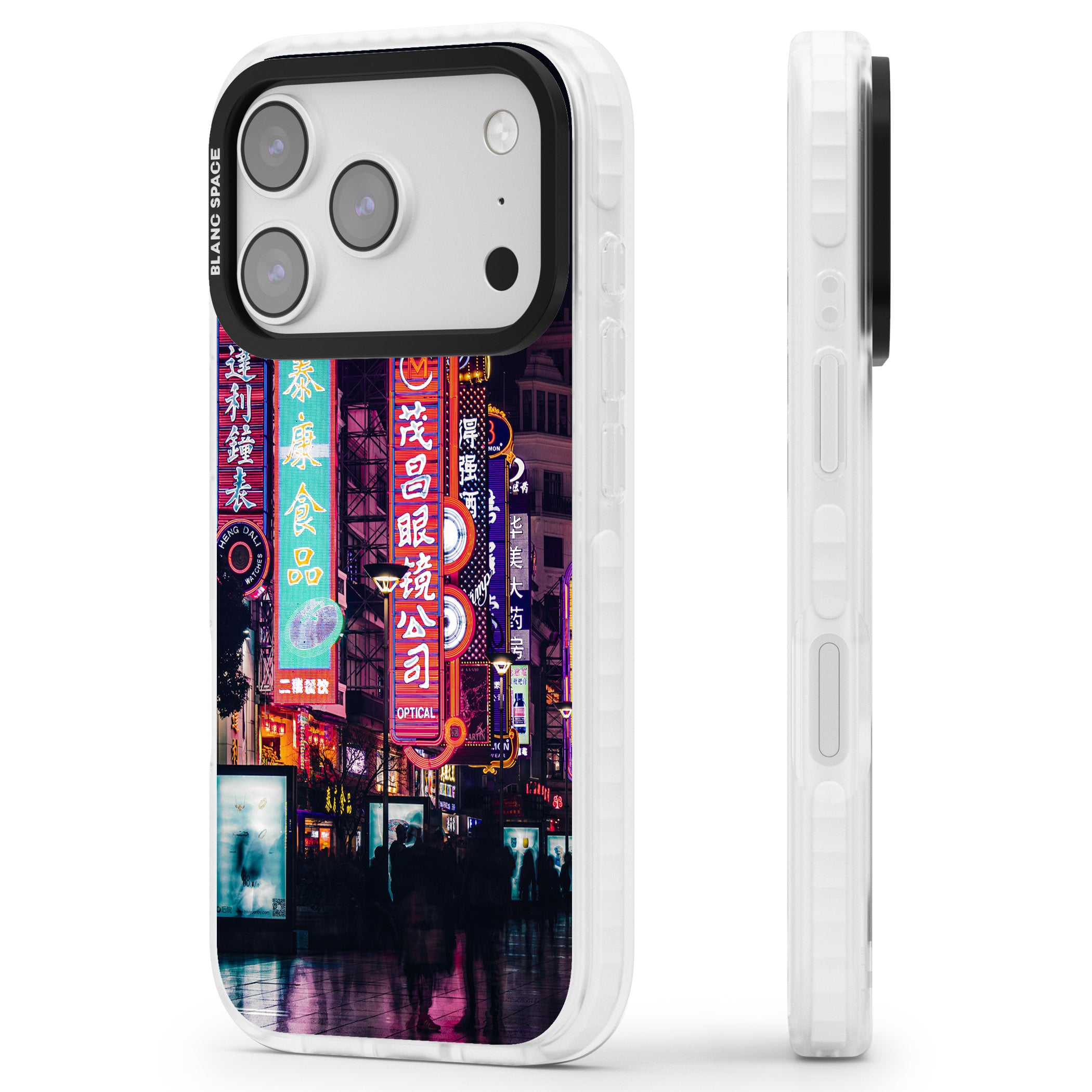 Neon Streets iPhone 17 Pro Impact Pro Clear Phone Case Side Profile