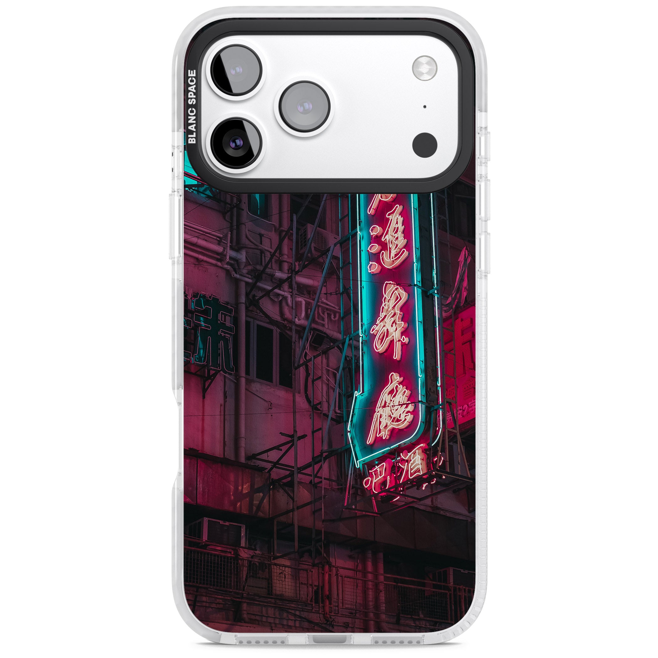 Neon Kanji Cityscape iPhone 17 Pro Impact Pro Clear Phone Case