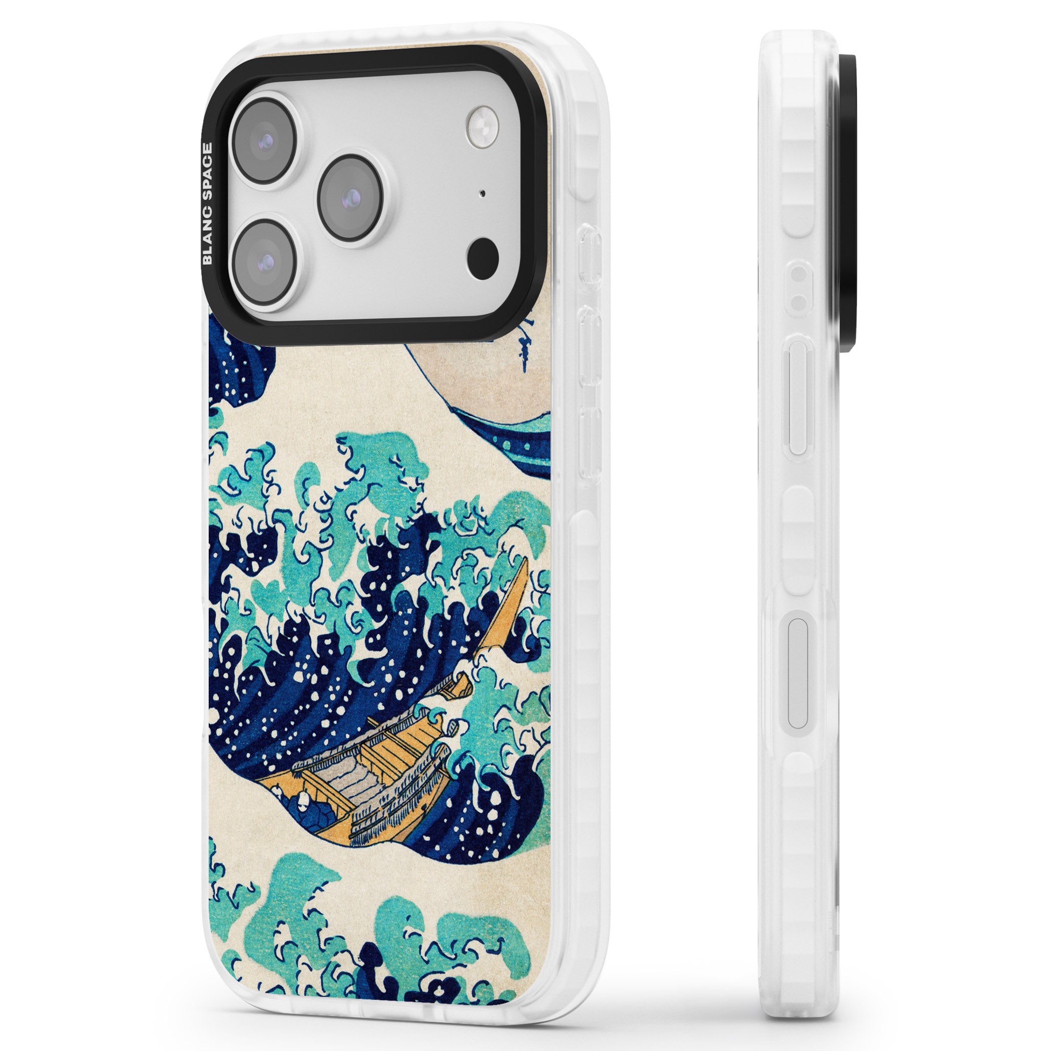 The Great Wave By Katsushika Hokusai iPhone 17 Pro Max Impact Pro Clear Phone Case Side Profile