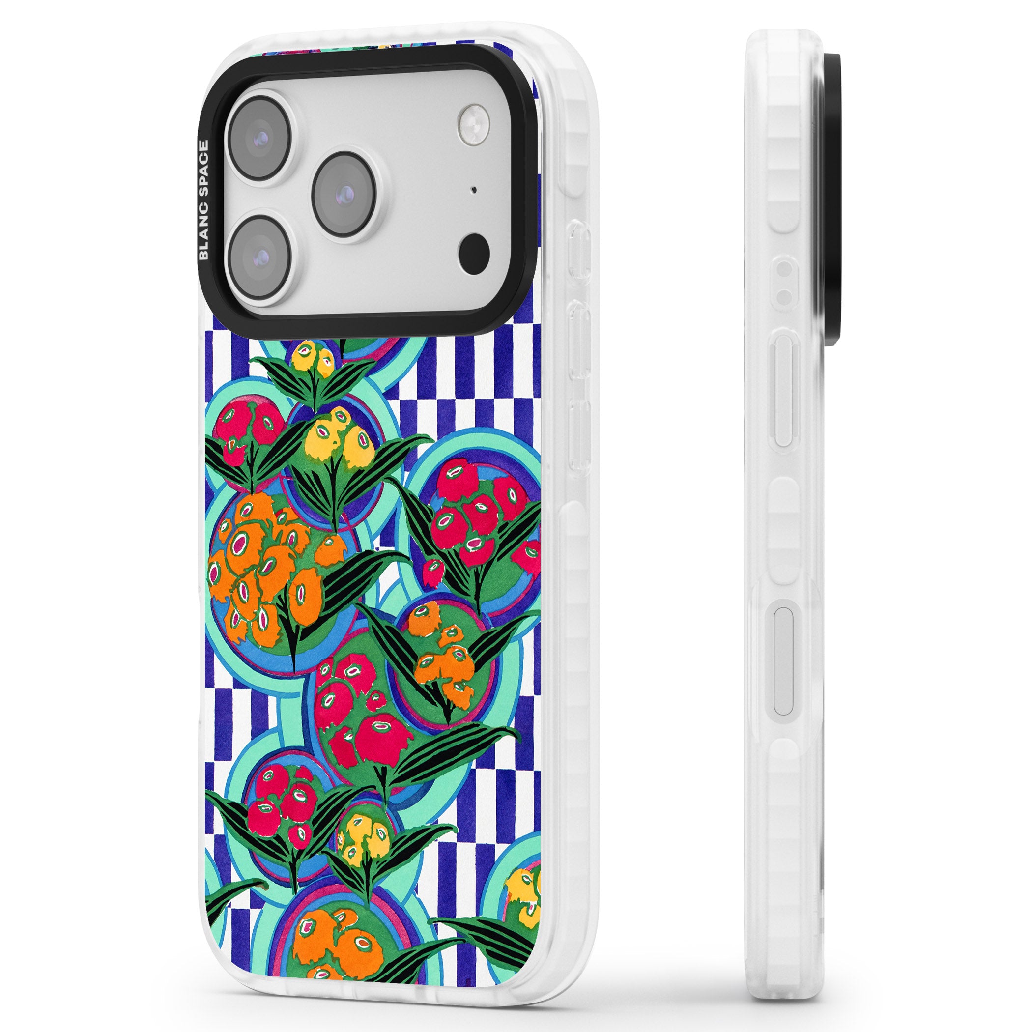 Vintage Fruit Plates iPhone 17 Pro Impact Pro Clear Phone Case Side Profile