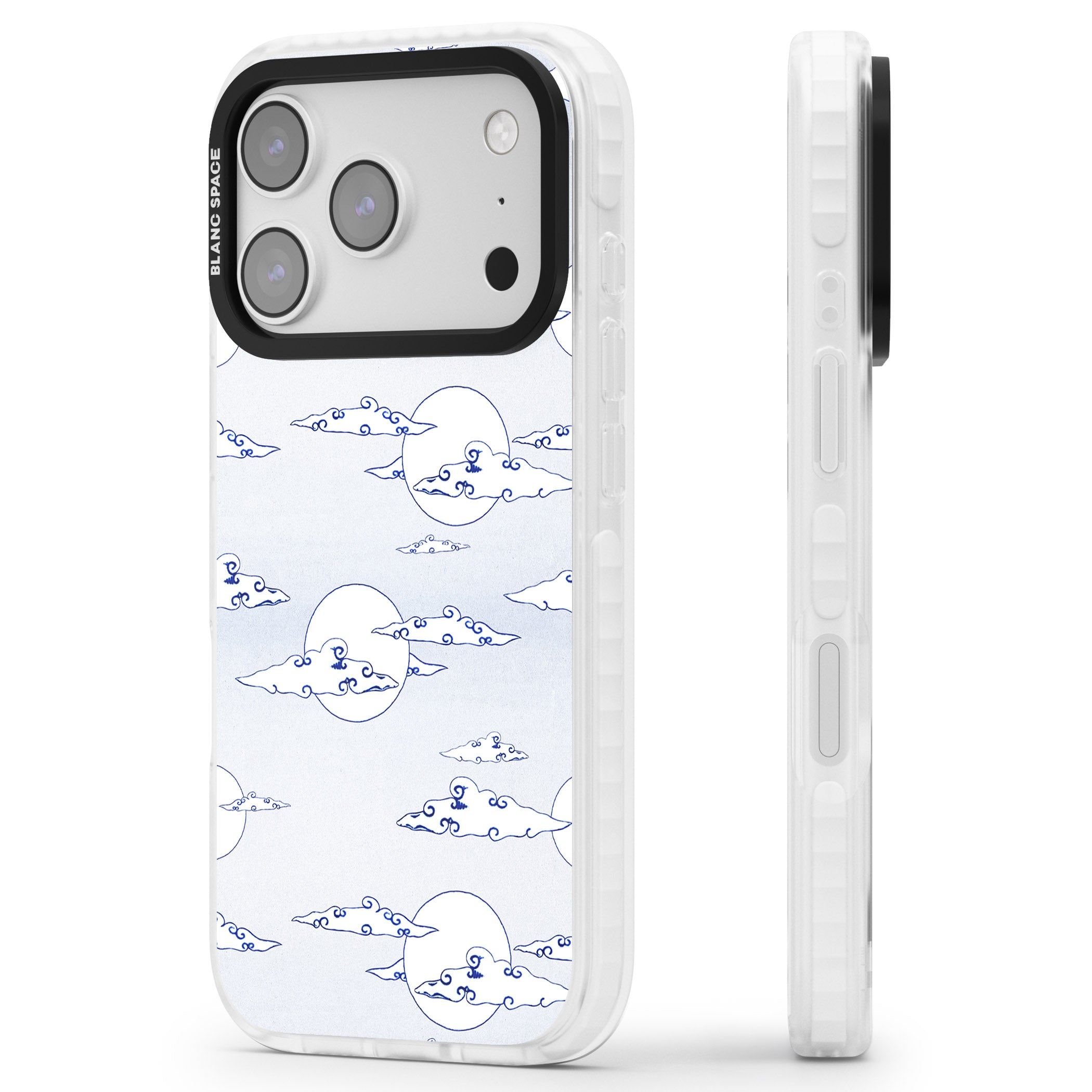 Moon & Clouds iPhone 17 Pro Impact Pro Clear Phone Case Side Profile
