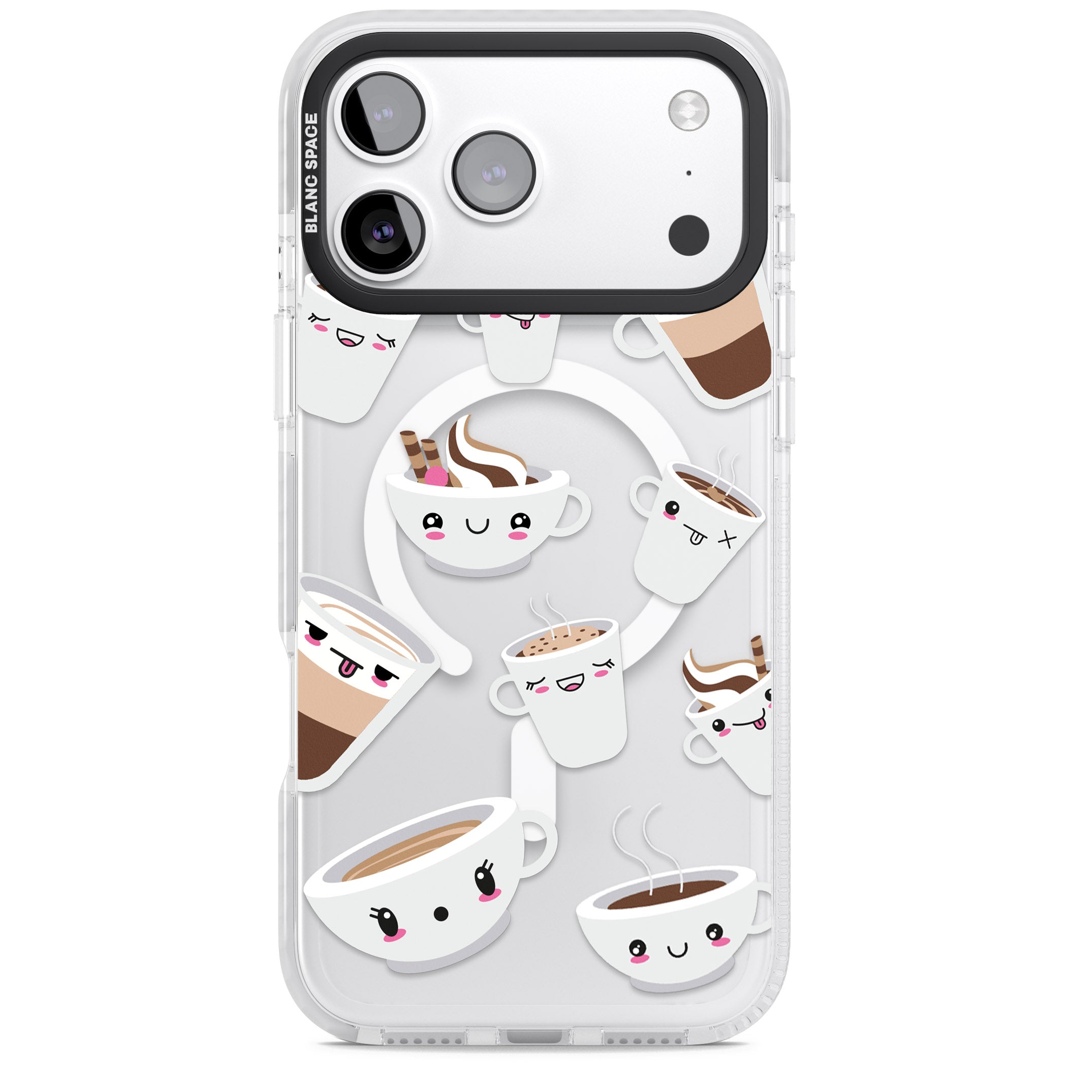 Coffee Faces iPhone 17 Pro Impact Pro Clear Phone Case