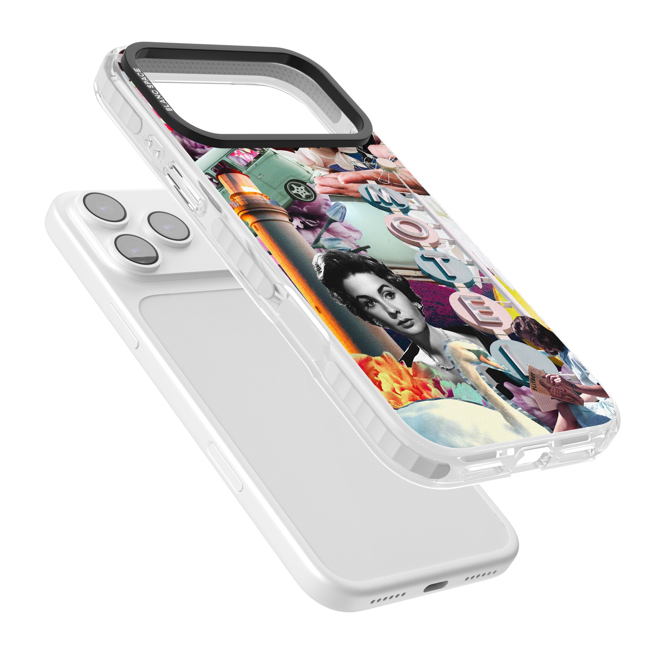 Retro Motel Collage iPhone 17 Pro Impact Pro Clear Phone Case Colours