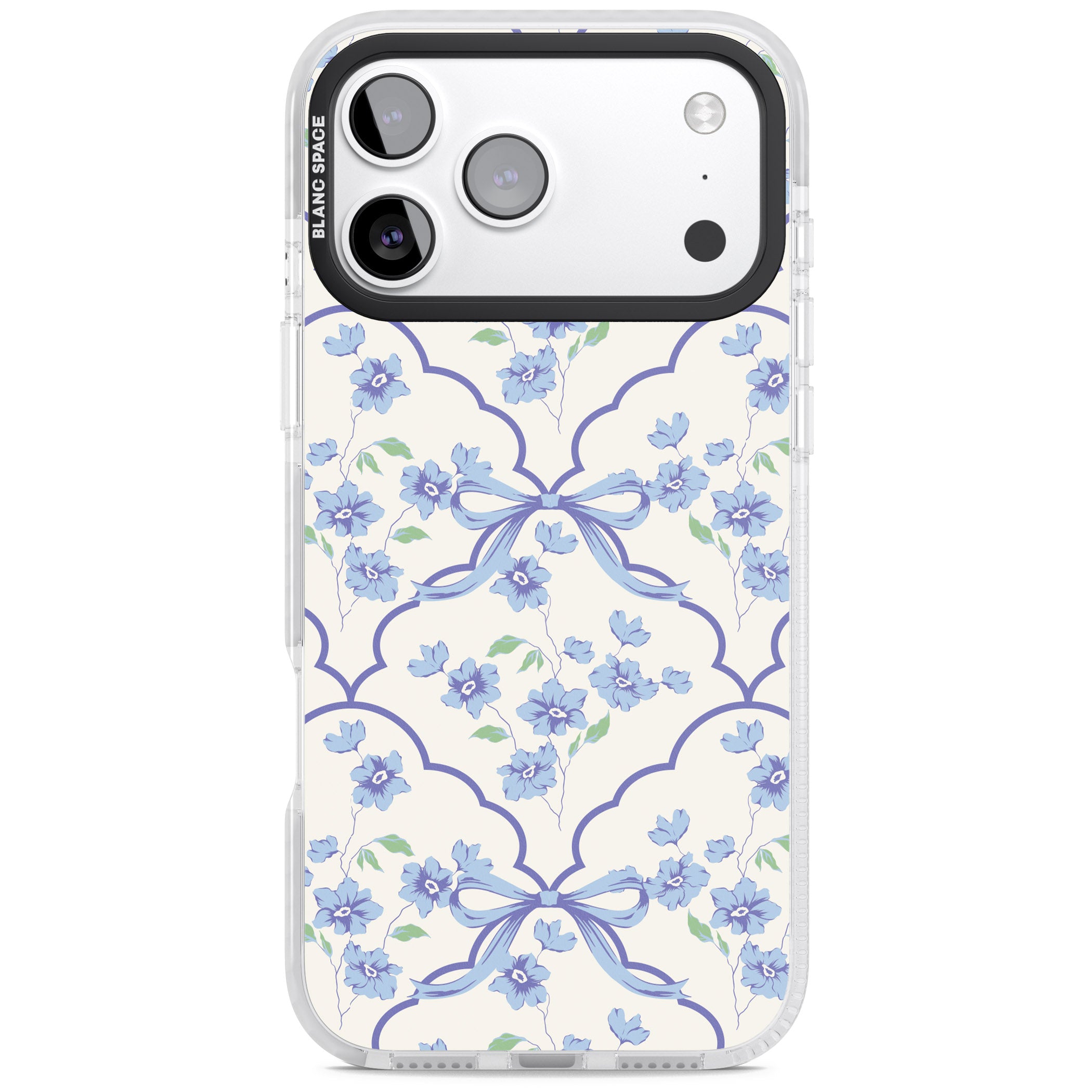 Blue Cottage Floral iPhone 17 Pro Impact Pro Clear Phone Case