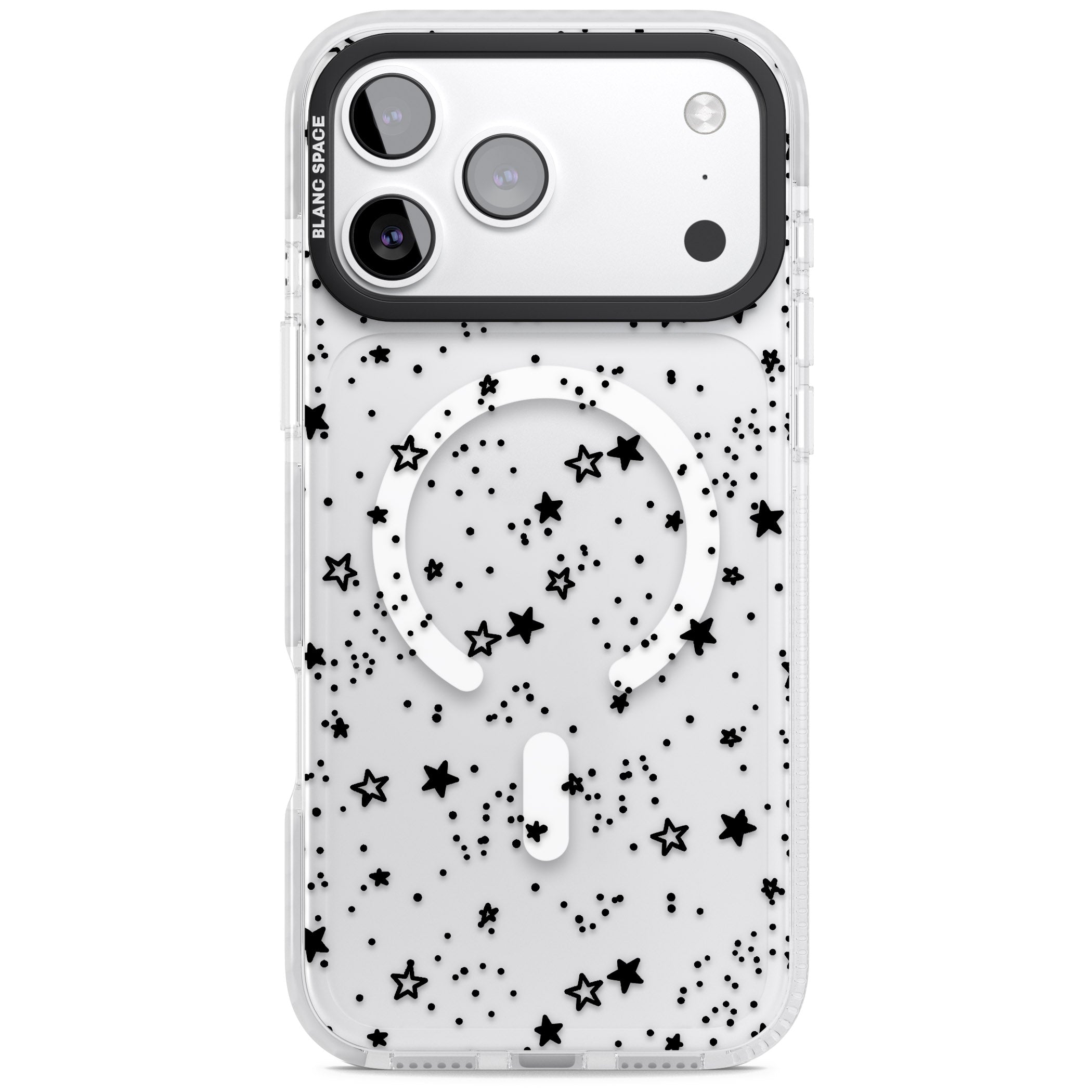 Black Star Speckle iPhone 17 Pro Impact Pro Clear Phone Case
