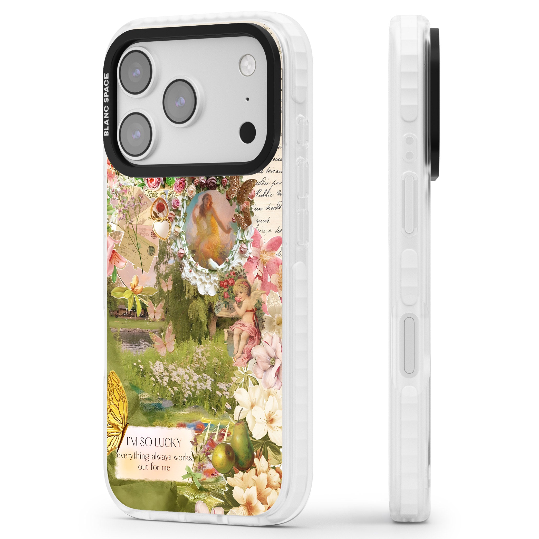 Nature in Pink iPhone 17 Pro Impact Pro Clear Phone Case Side Profile