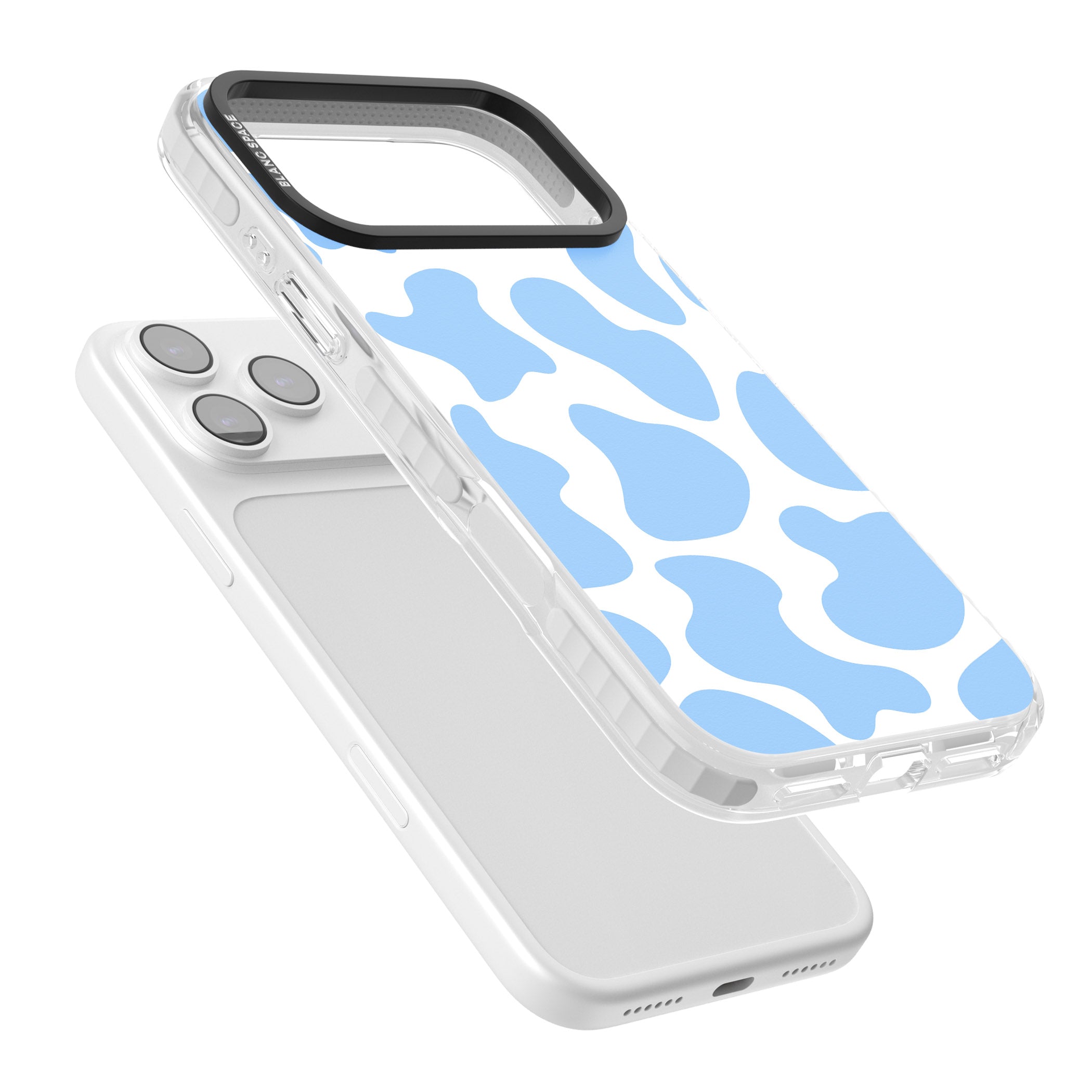 Blue And White Cow Print iPhone 17 Pro Impact Pro Clear Phone Case Colours