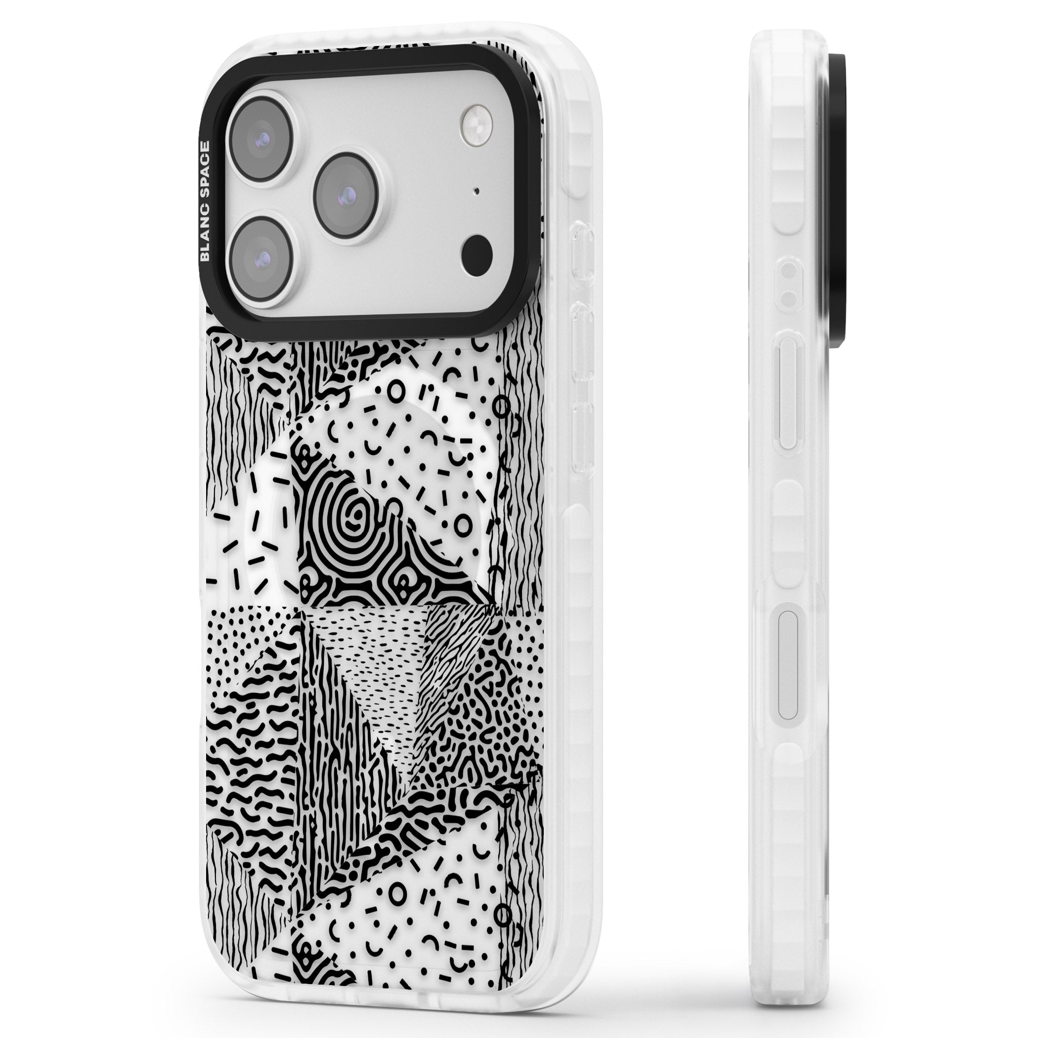 Monochrome Pattern iPhone 17 Pro Impact Pro Clear Phone Case Side Profile