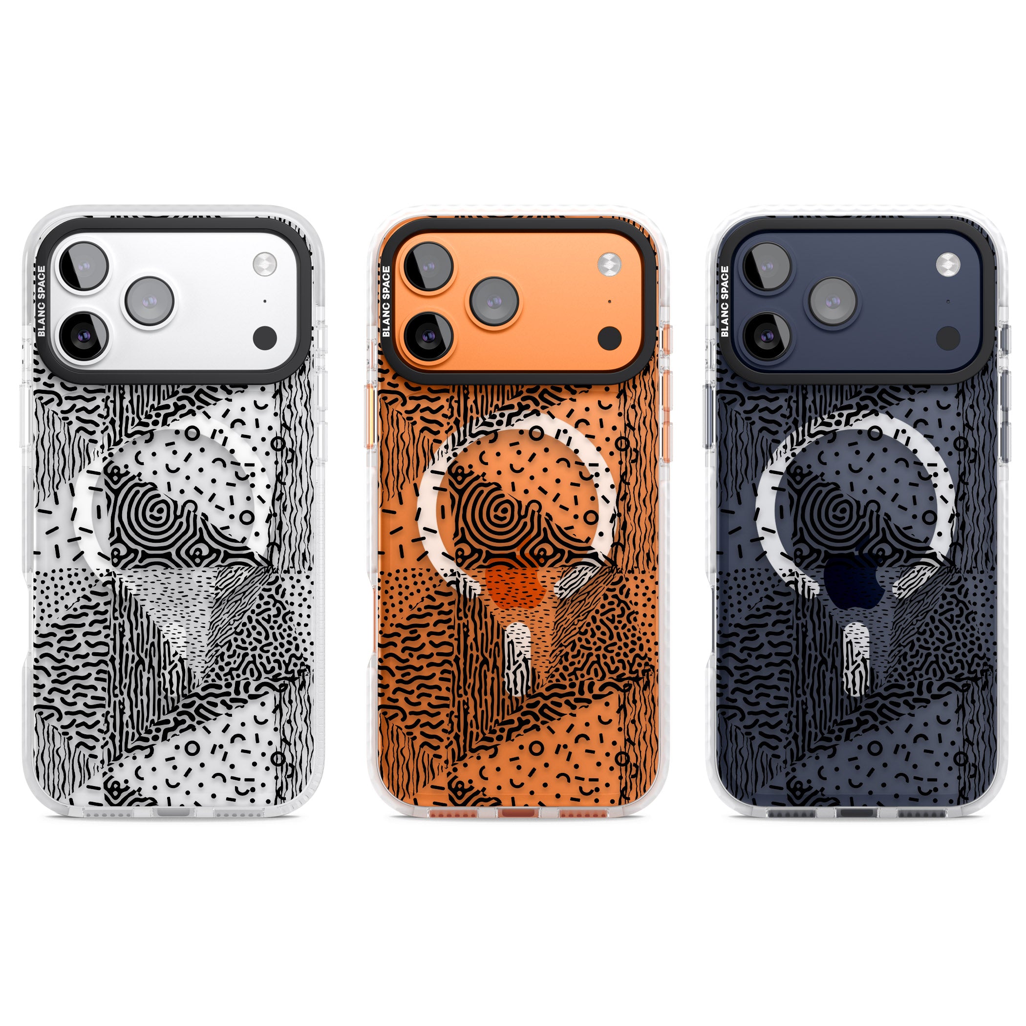 Monochrome Pattern iPhone 17 Pro Impact Pro Clear Phone Case APT Impact Protection