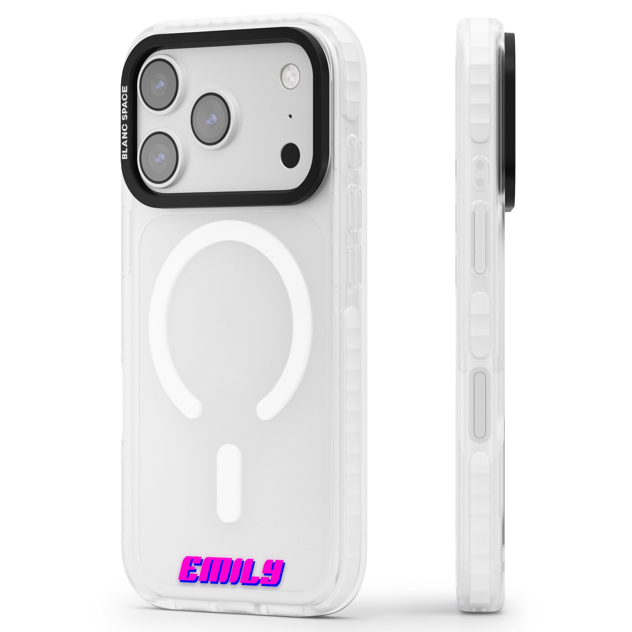 Personalised Cool Bottom Name iPhone 17 Pro Max Impact Pro Clear Phone Case Side Profile