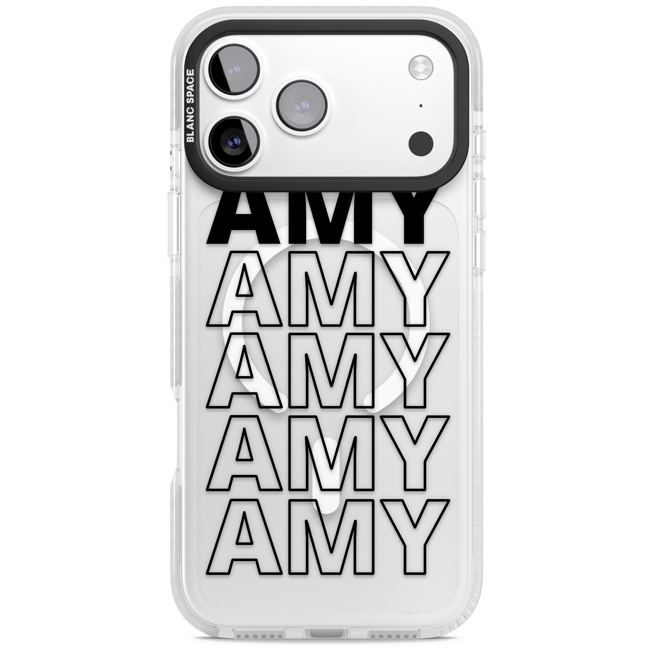 Personalised Bold Name Repetition iPhone 17 Pro Impact Pro Clear Phone Case
