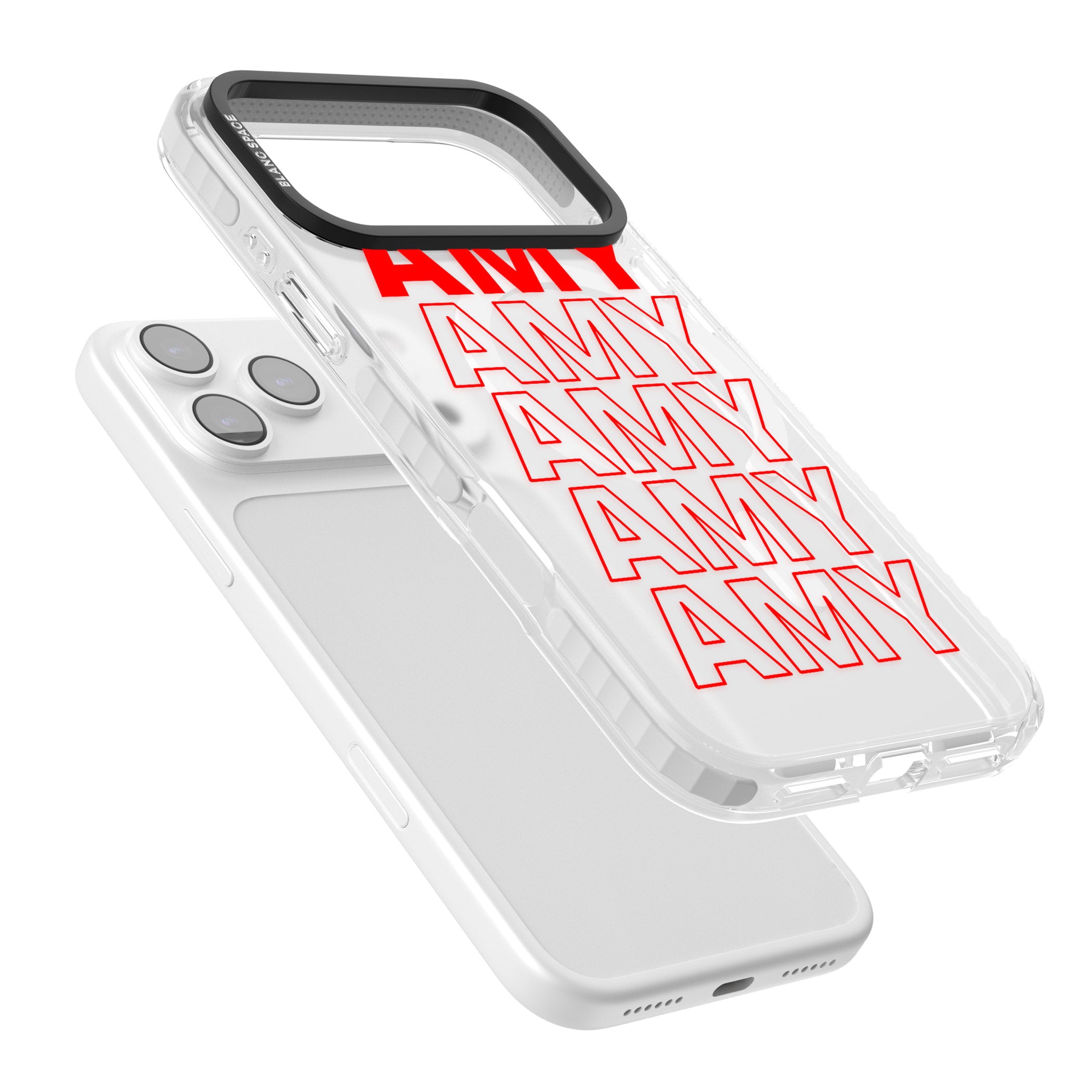 Personalised Bold Name Repeat iPhone 17 Pro Impact Pro Clear Phone Case Colours