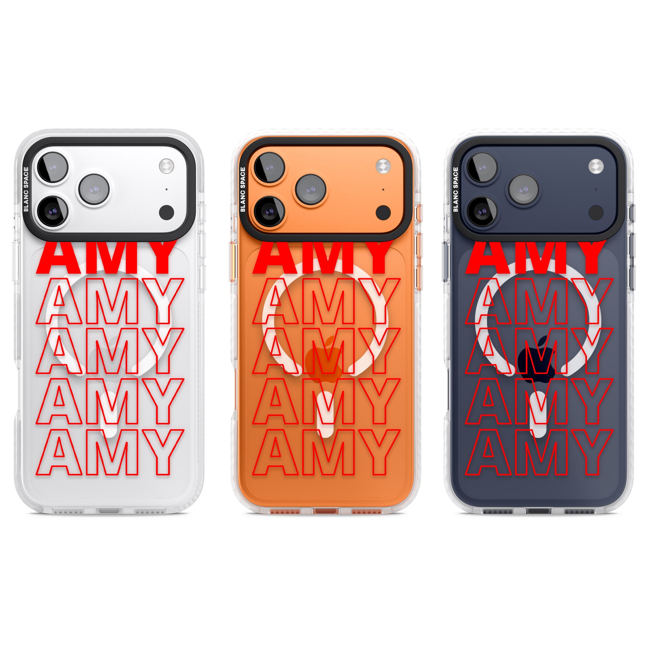 Personalised Bold Name Repeat iPhone 17 Pro Impact Pro Clear Phone Case APT Impact Protection