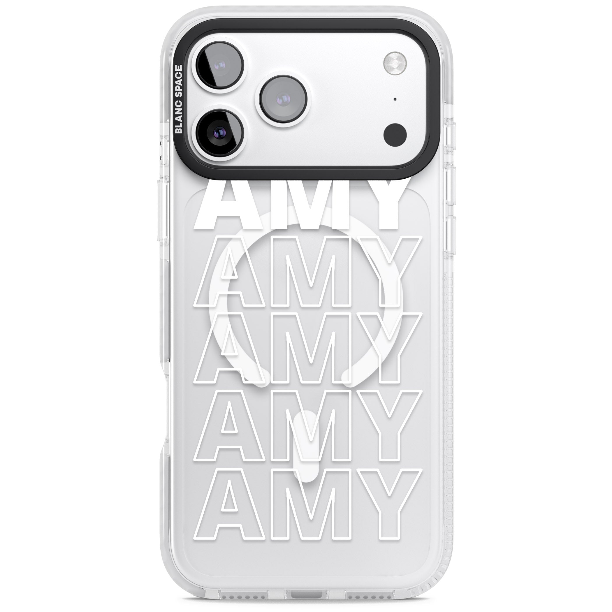 Personalised Bold Name Repeated iPhone 17 Pro Max Impact Pro Clear Phone Case