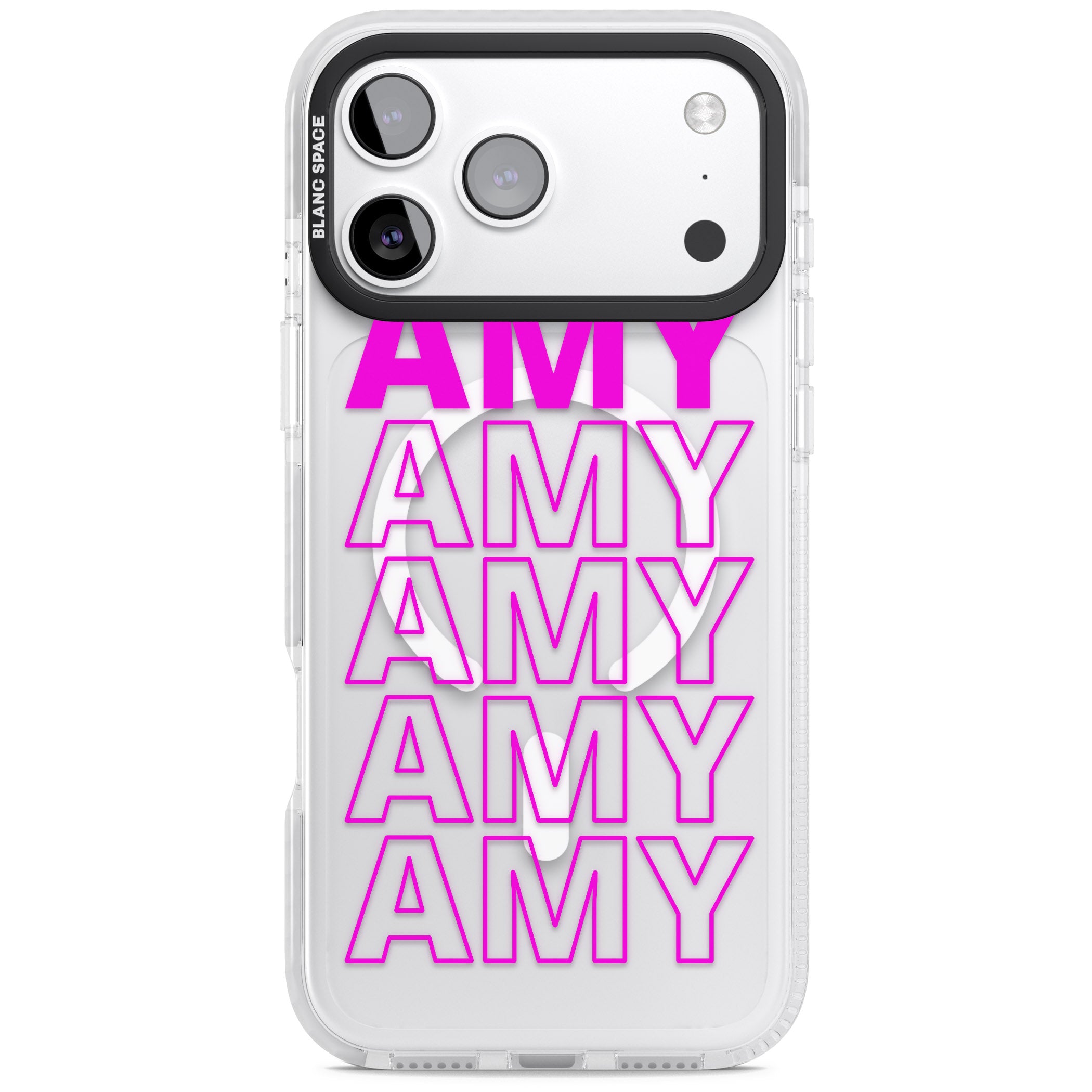 Personalised Bold Repeated Name iPhone 17 Pro Max Impact Pro Clear Phone Case