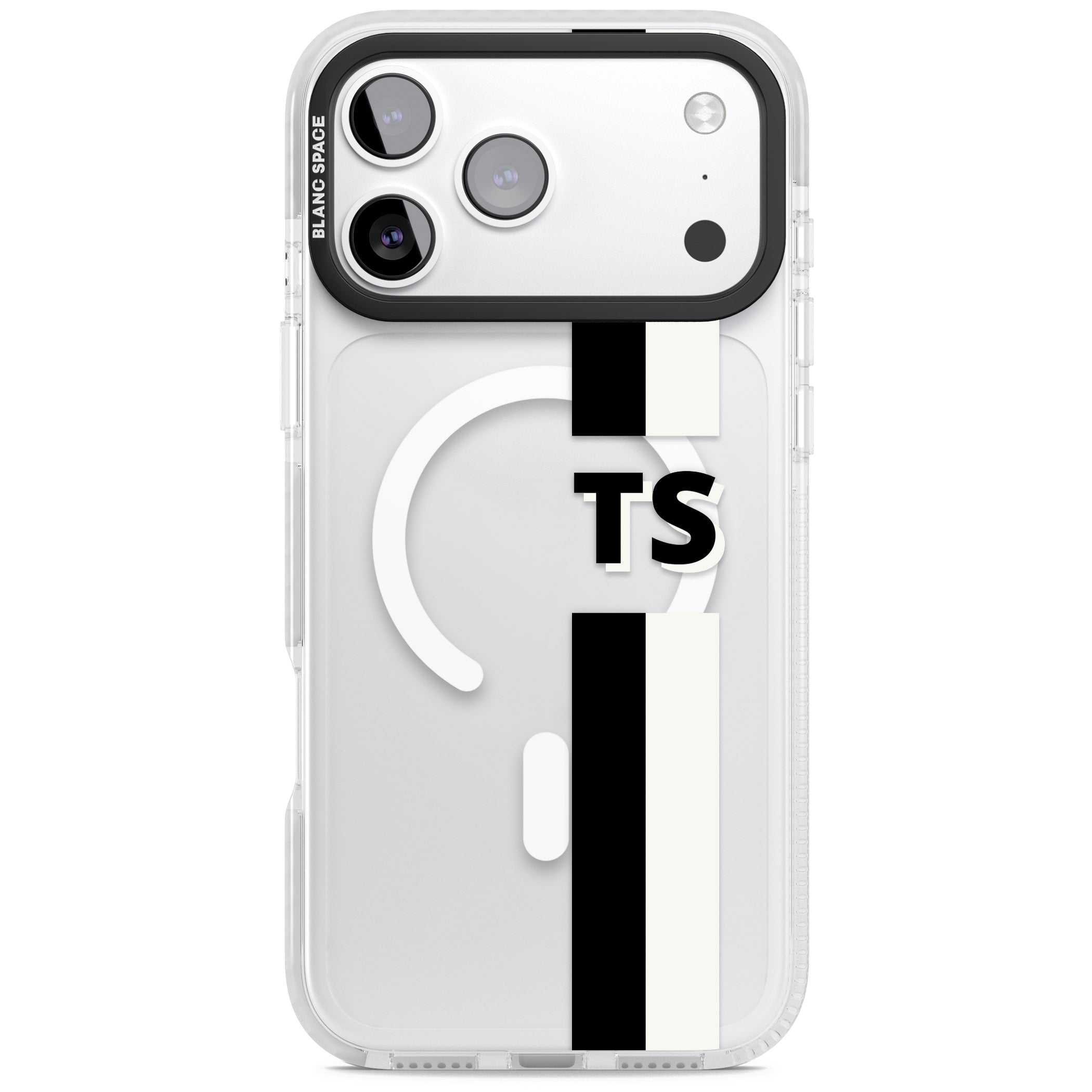 Personalised Black And White Stripe iPhone 17 Pro Max Impact Pro Clear Phone Case