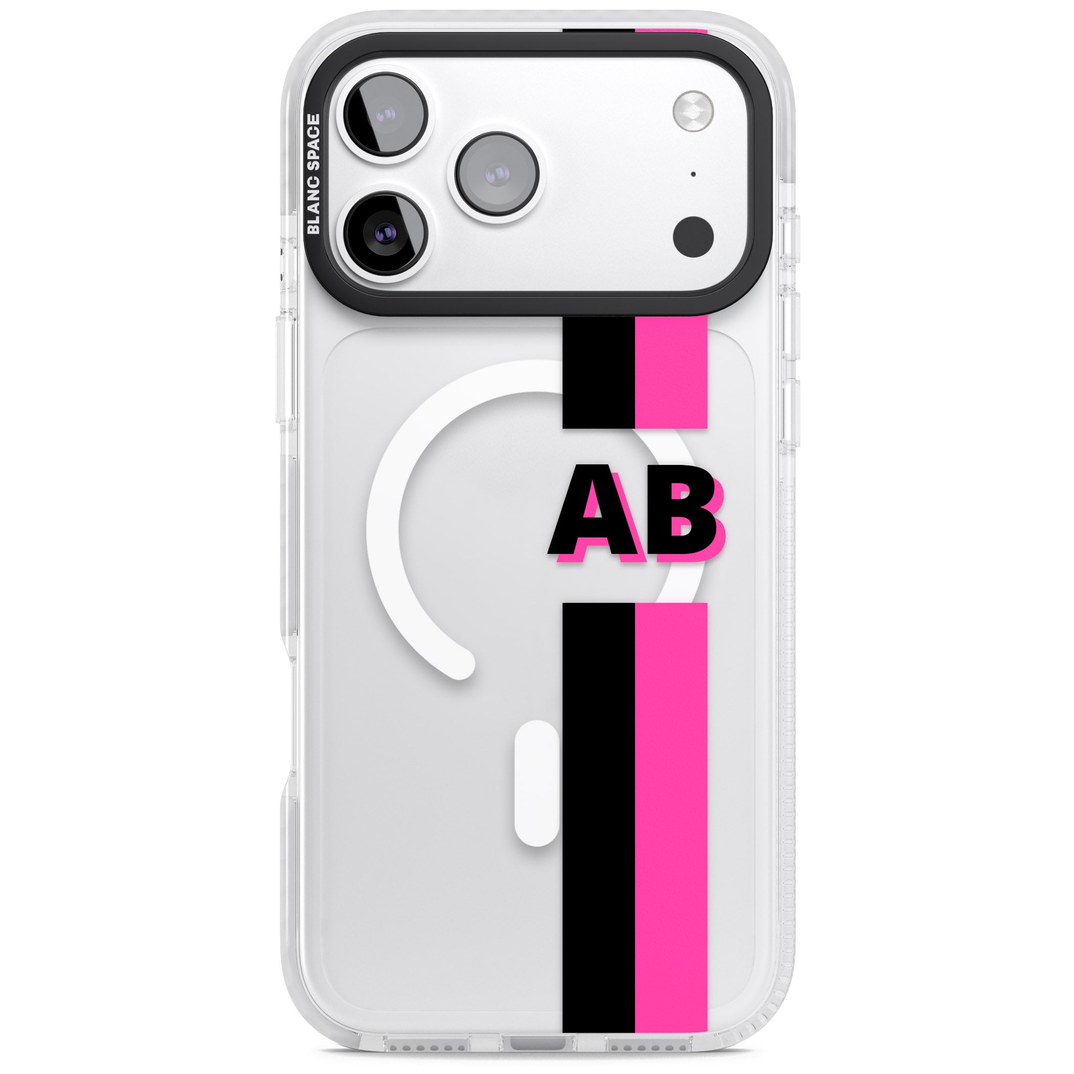 Personalised Bold Name Stripe iPhone 17 Pro Impact Pro Clear Phone Case