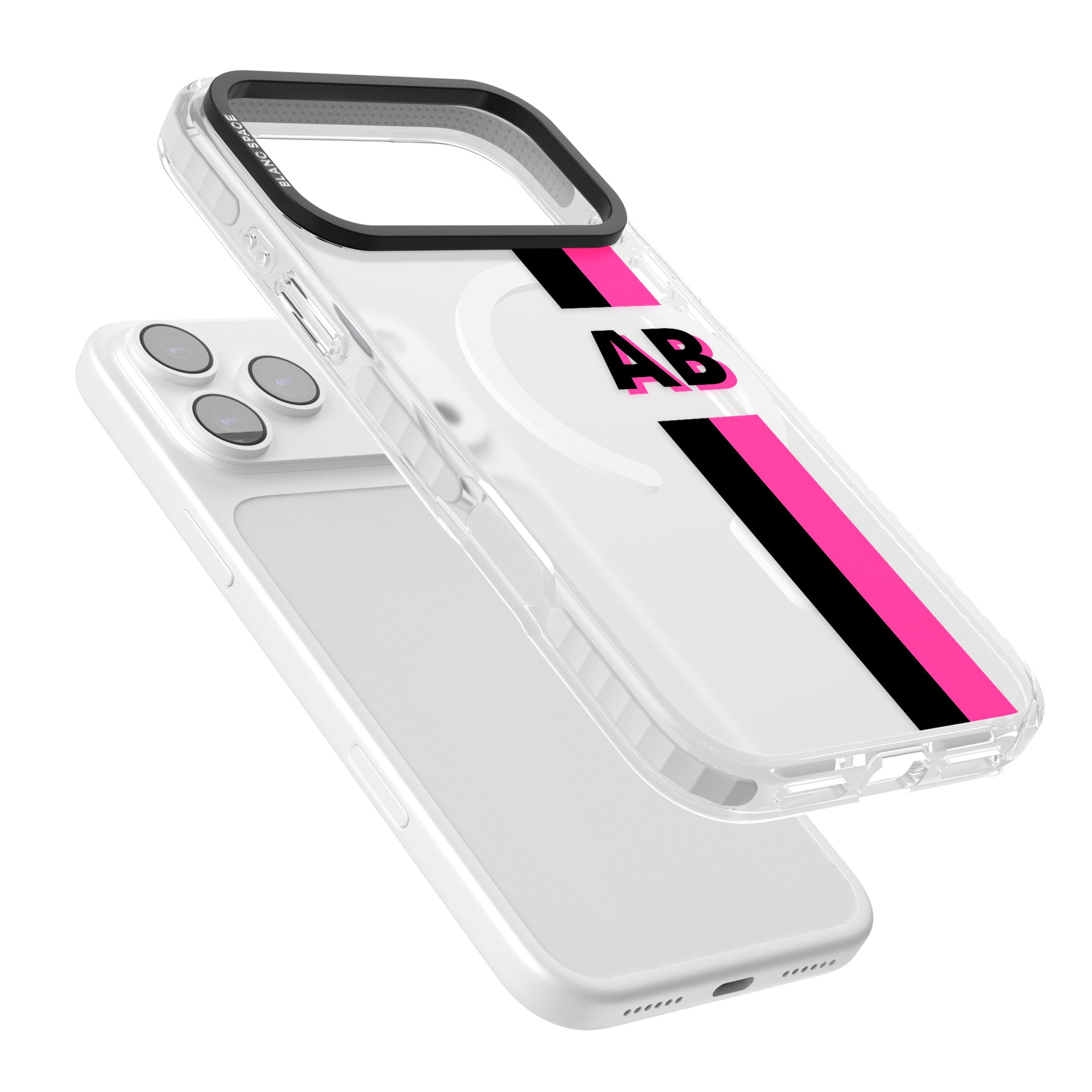 Personalised Bold Name Stripe iPhone 17 Pro Impact Pro Clear Phone Case Colours