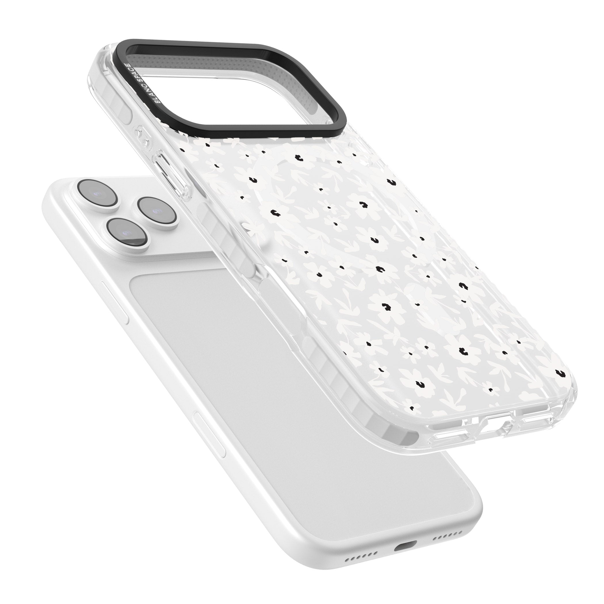 Monochrome Floral iPhone 17 Pro Impact Pro Clear Phone Case Colours
