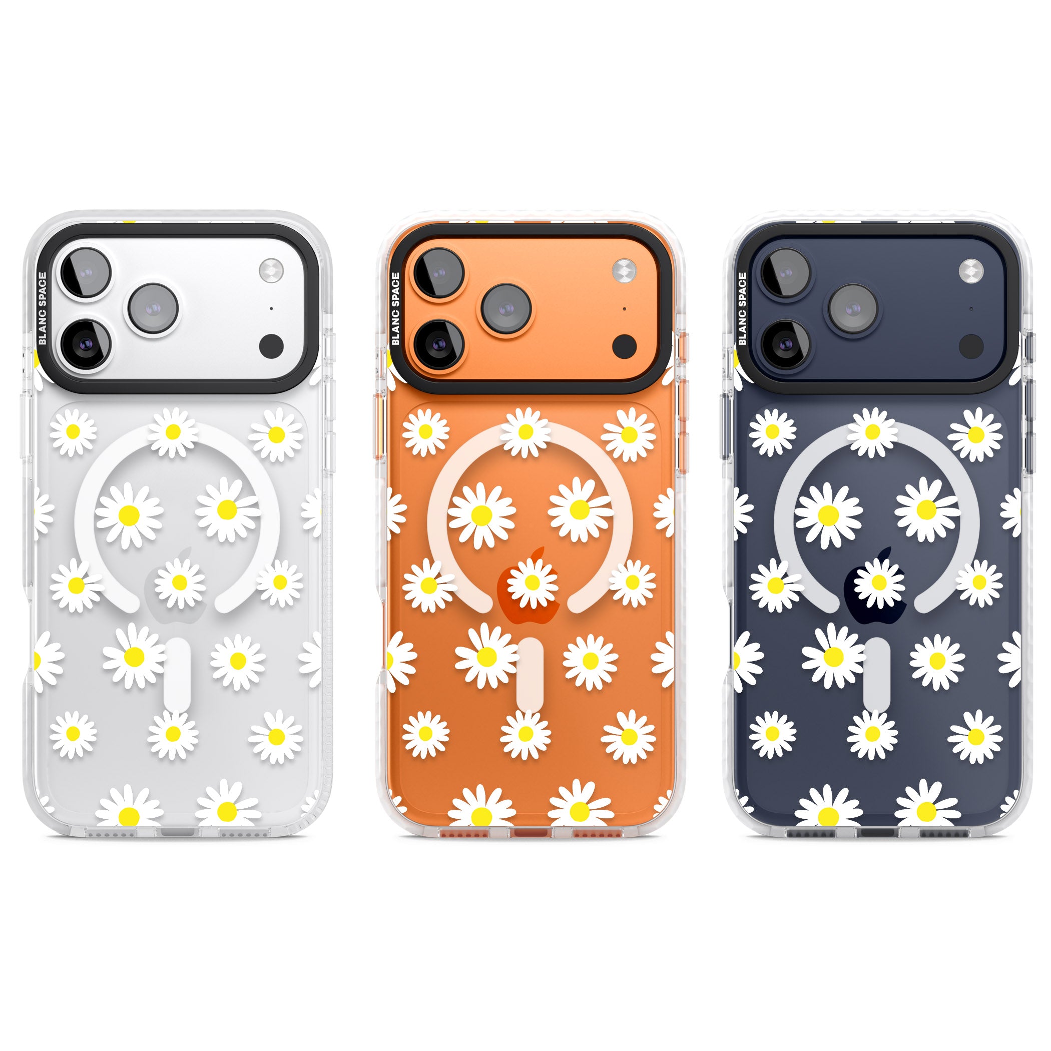 Personalised White Daisy Pattern iPhone 17 Pro Impact Pro Clear Phone Case APT Impact Protection