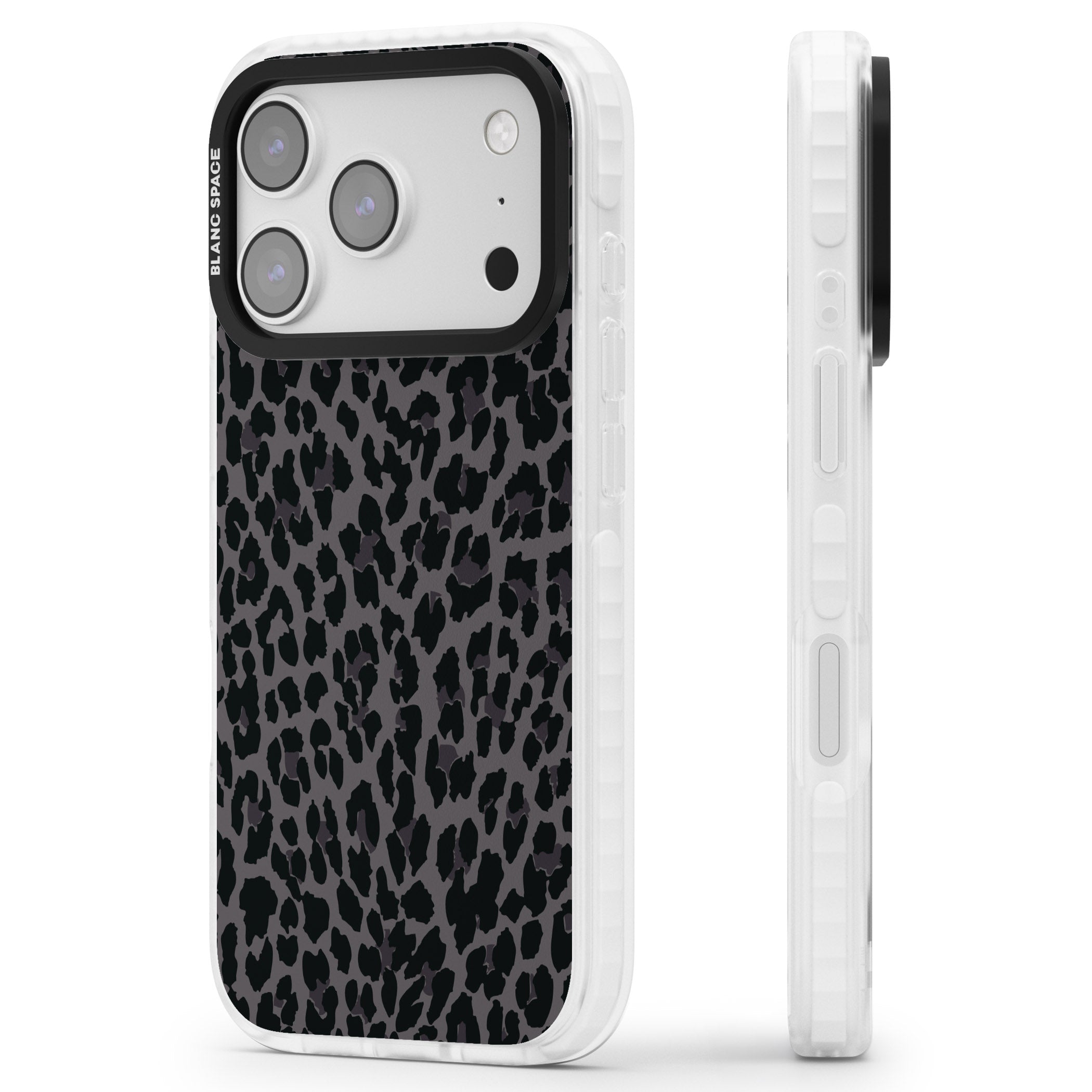 Dark Animal Print iPhone 17 Pro Max Impact Pro Clear Phone Case Side Profile