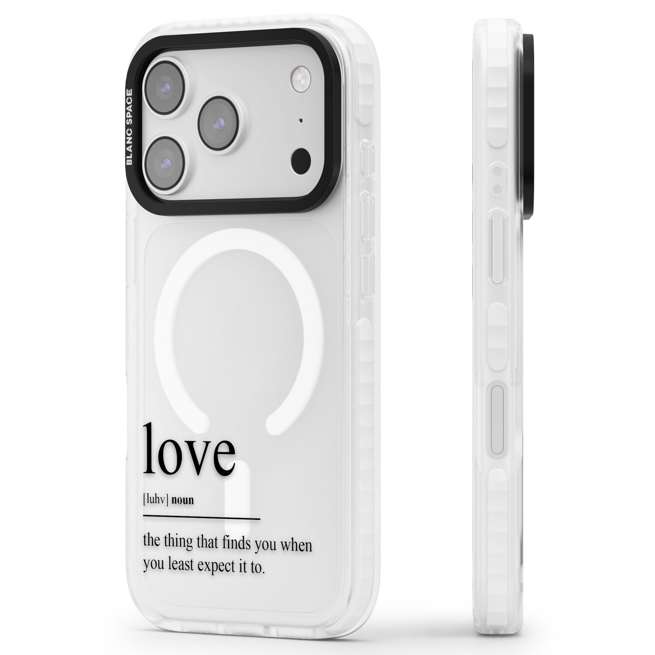 Love iPhone 17 Pro Impact Pro Clear Phone Case Side Profile