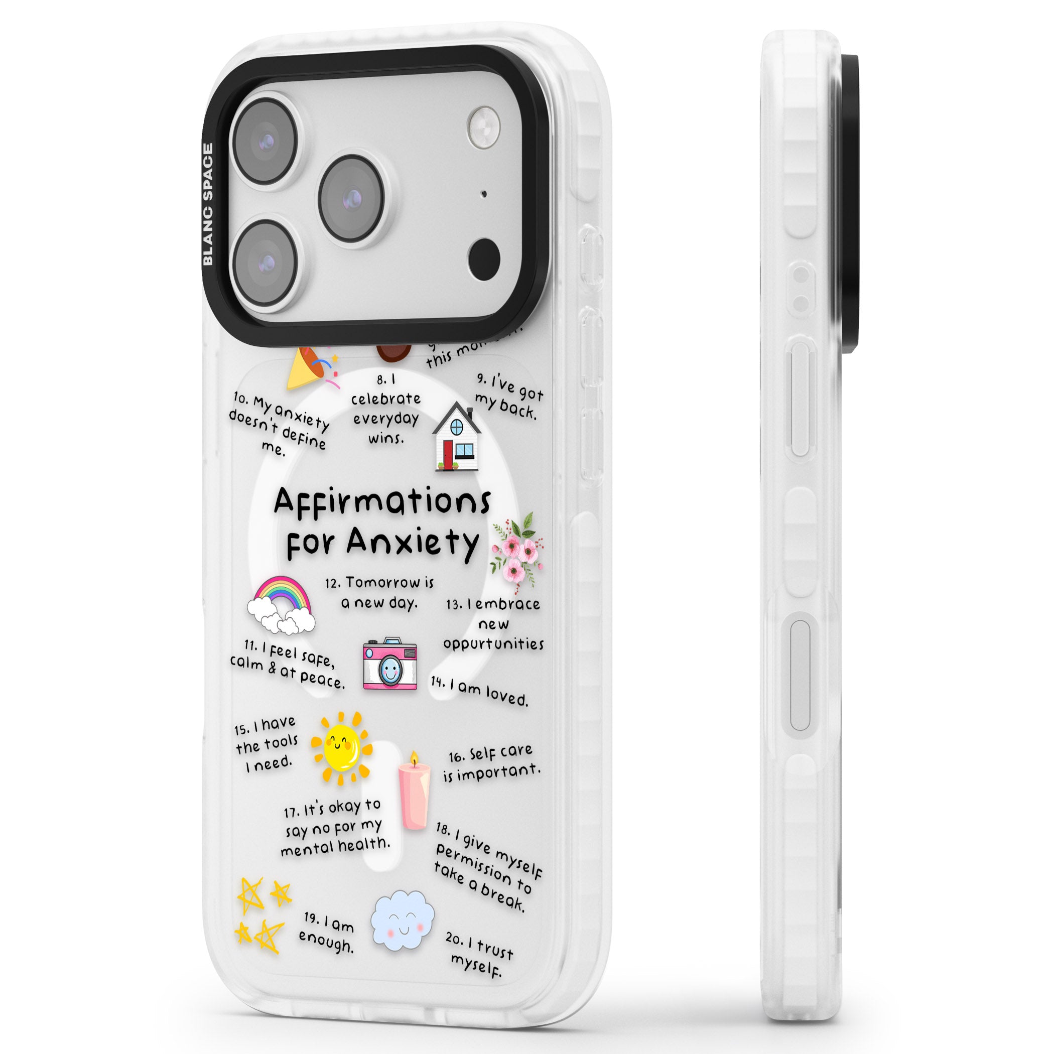 Anxiety Black Text iPhone 17 Pro Impact Pro Clear Phone Case Side Profile