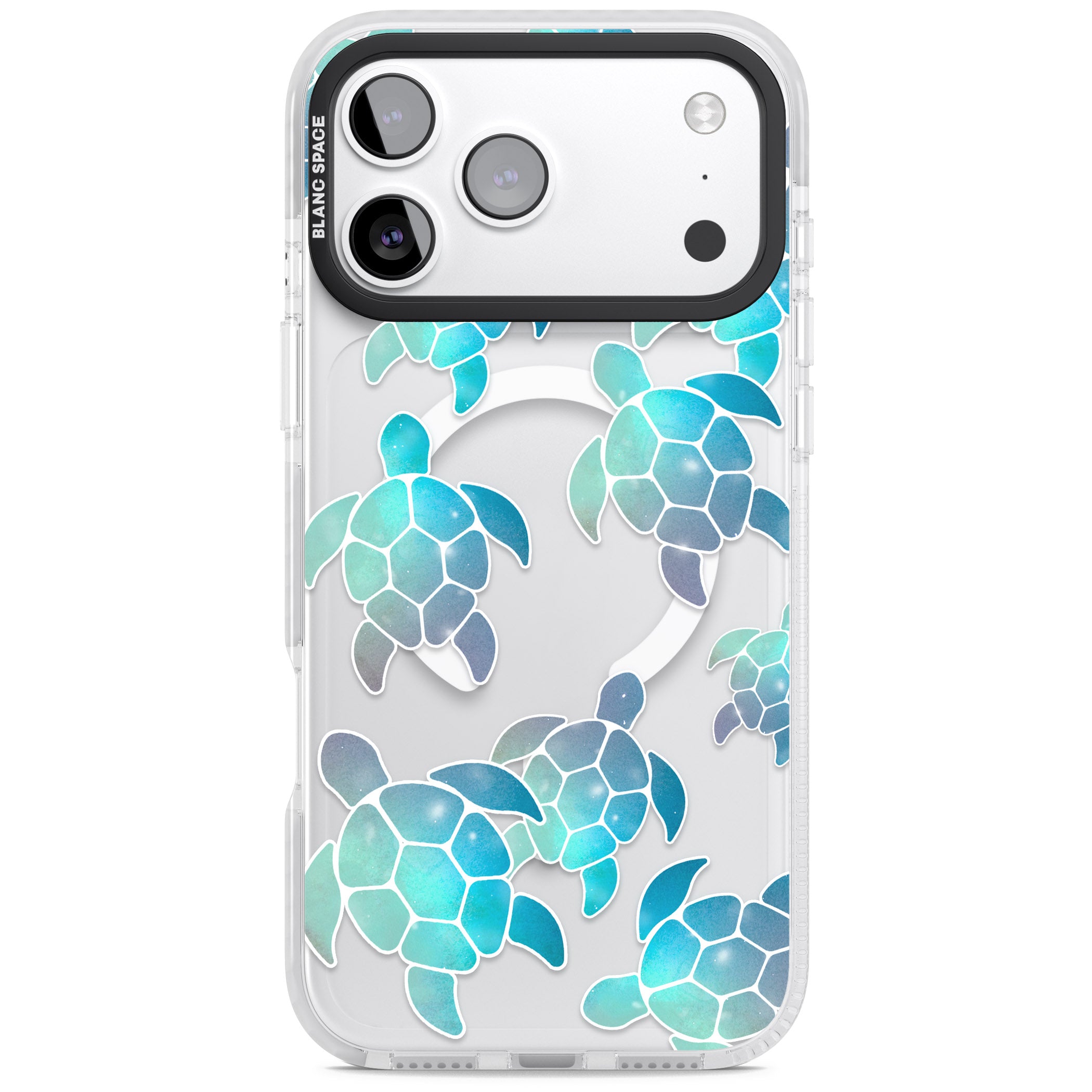 Aqua Space Turtles iPhone 17 Pro Impact Pro Clear Phone Case