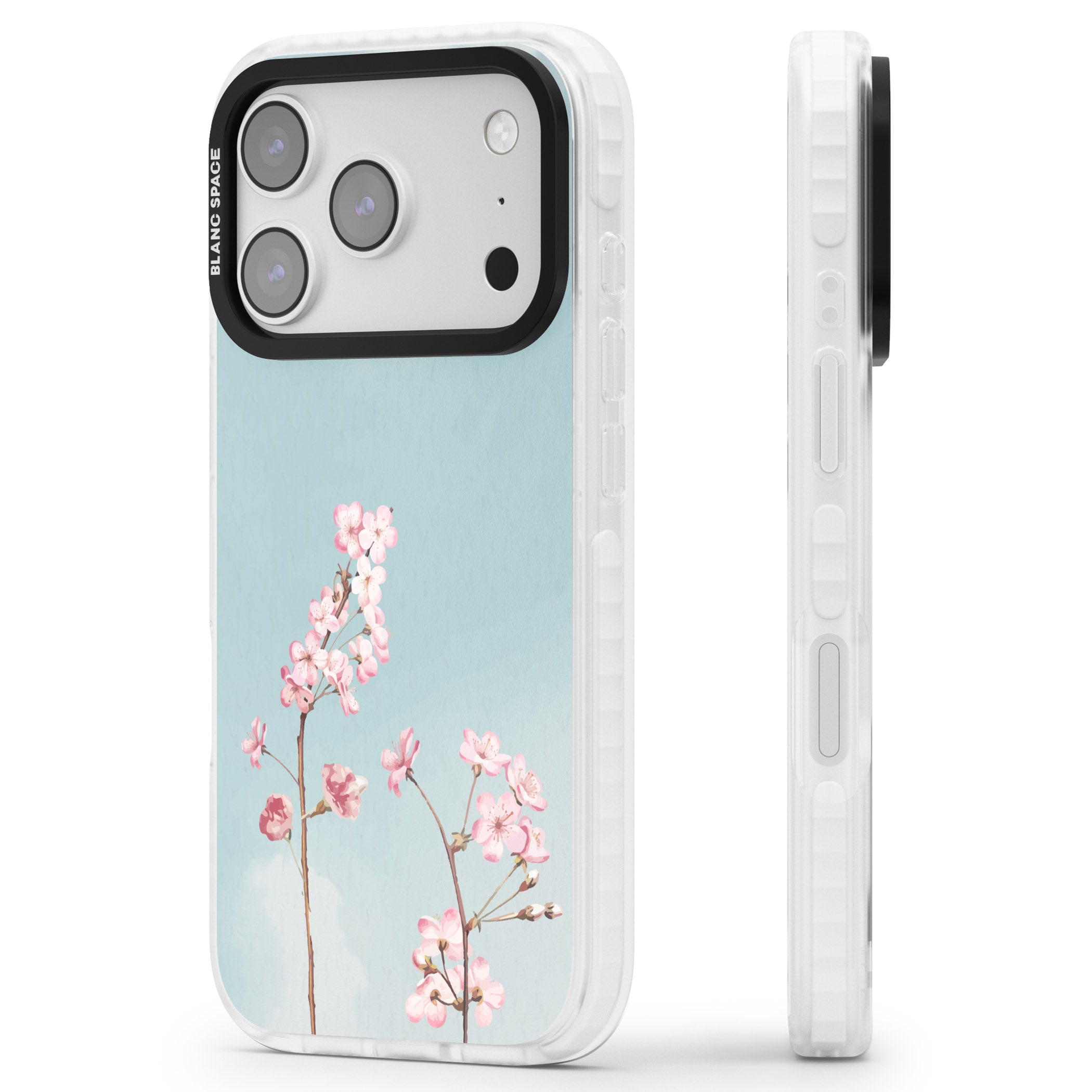 Blossom Flower Sky iPhone 17 Pro Impact Pro Clear Phone Case Side Profile