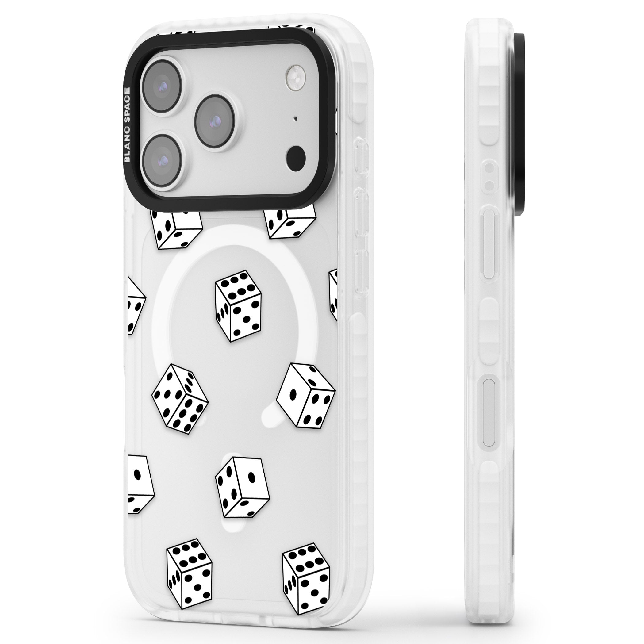 Clear Dice Pattern iPhone 17 Pro Max Impact Pro Clear Phone Case Side Profile