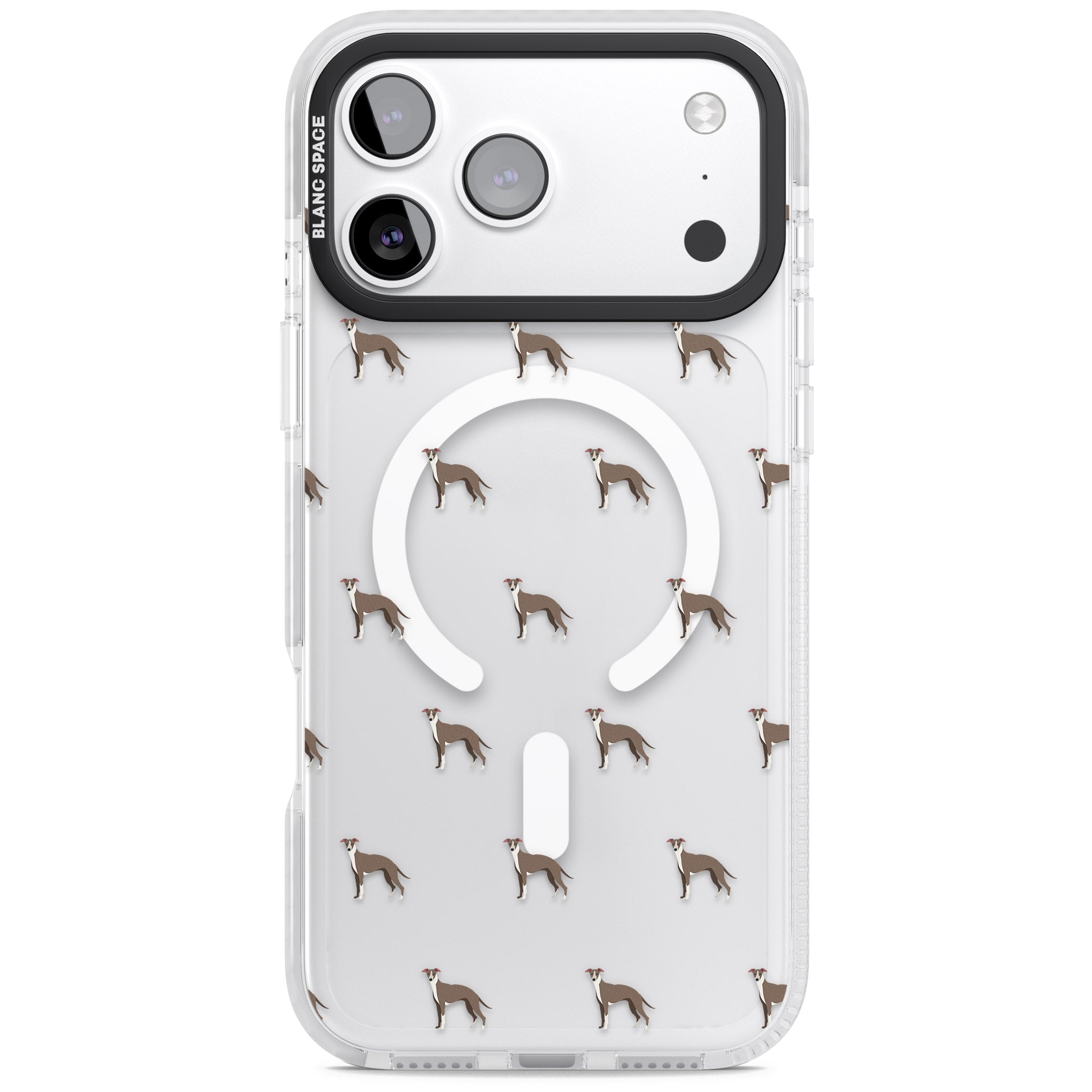 Whippet Dog Pattern Clear iPhone 17 Pro Impact Pro Clear Phone Case