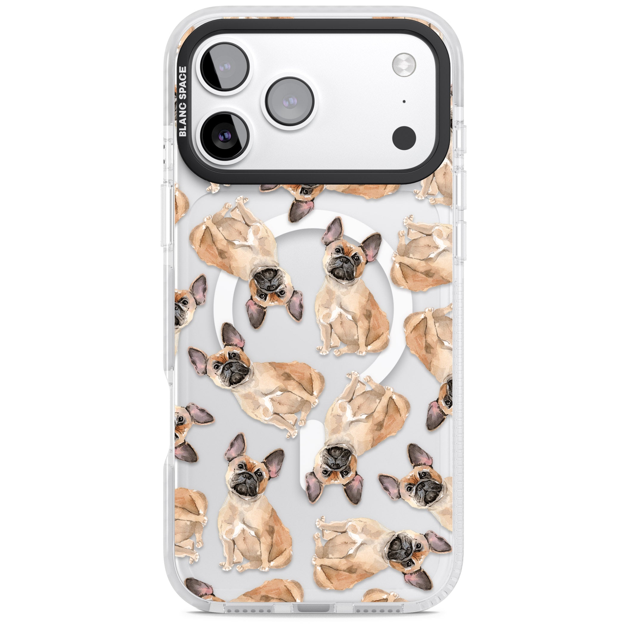French Bulldog Watercolour Pattern iPhone 17 Pro Impact Pro Clear Phone Case