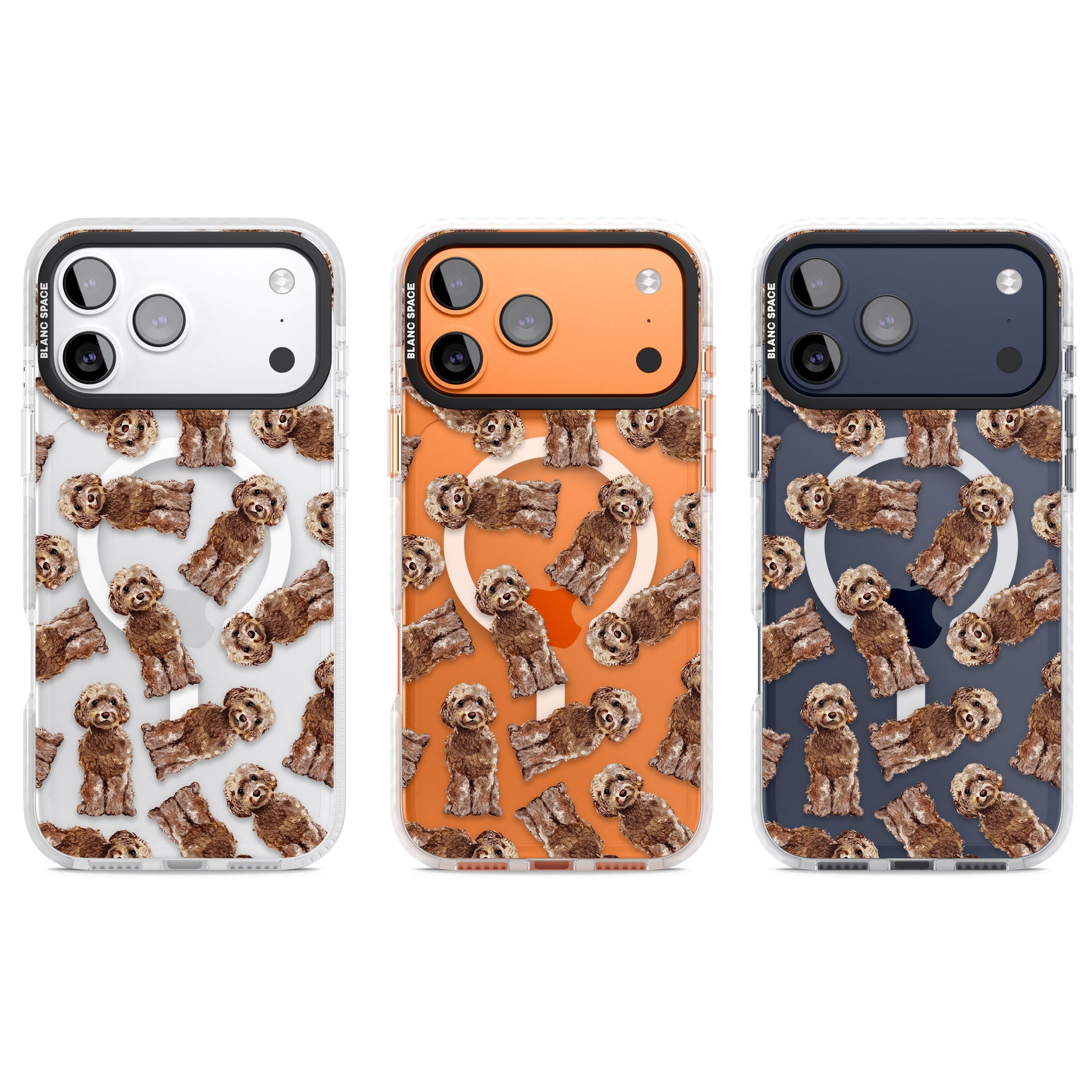 Brown Dog Pattern iPhone 17 Pro Impact Pro Clear Phone Case APT Impact Protection