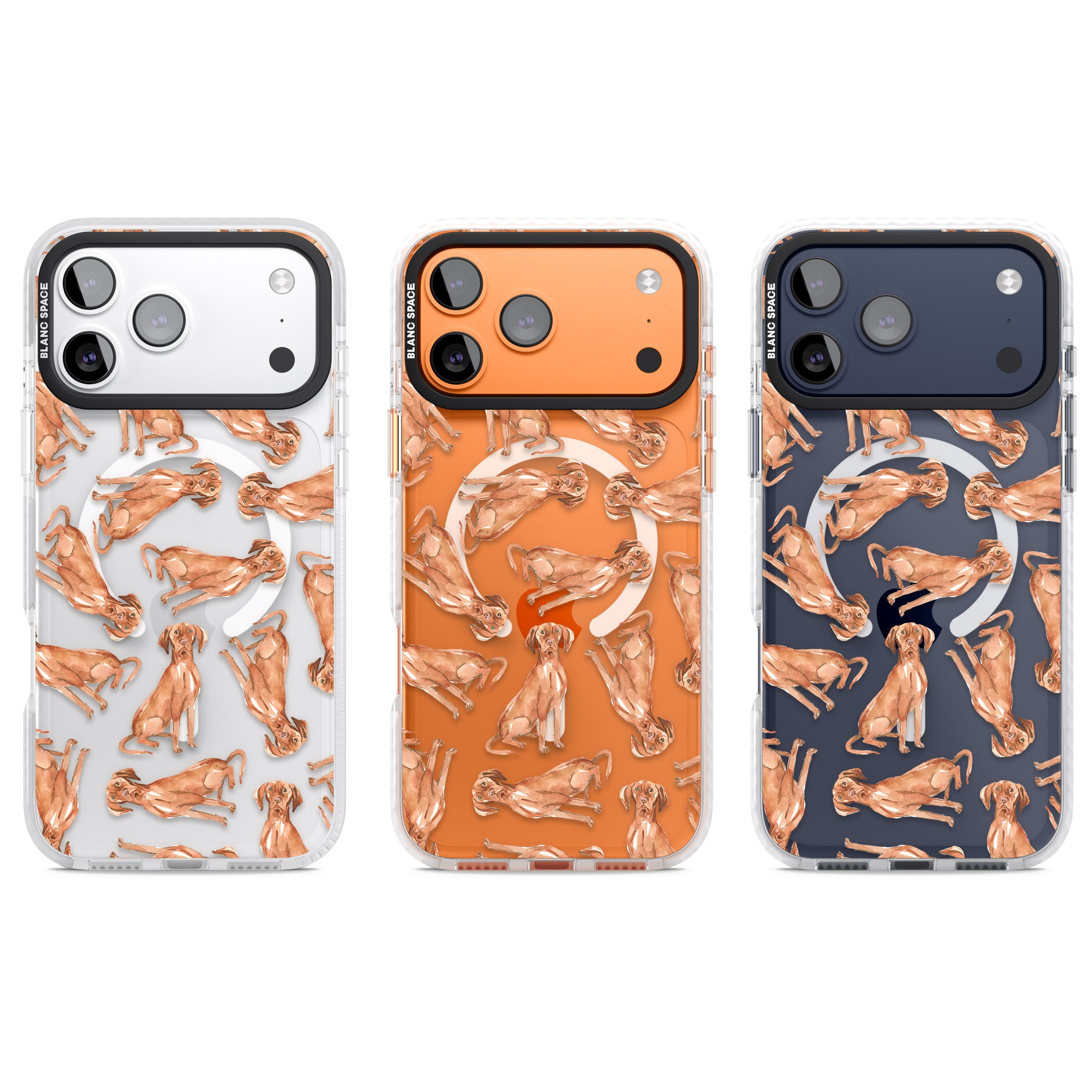 Hungarian Vizsla Watercolor Pattern iPhone 17 Pro Impact Pro Clear Phone Case APT Impact Protection