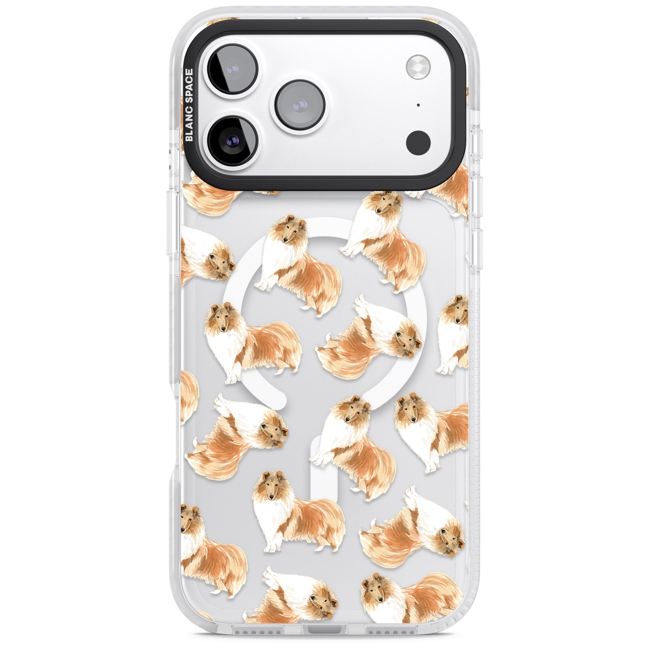 Collie Watercolor iPhone 17 Pro Impact Pro Clear Phone Case