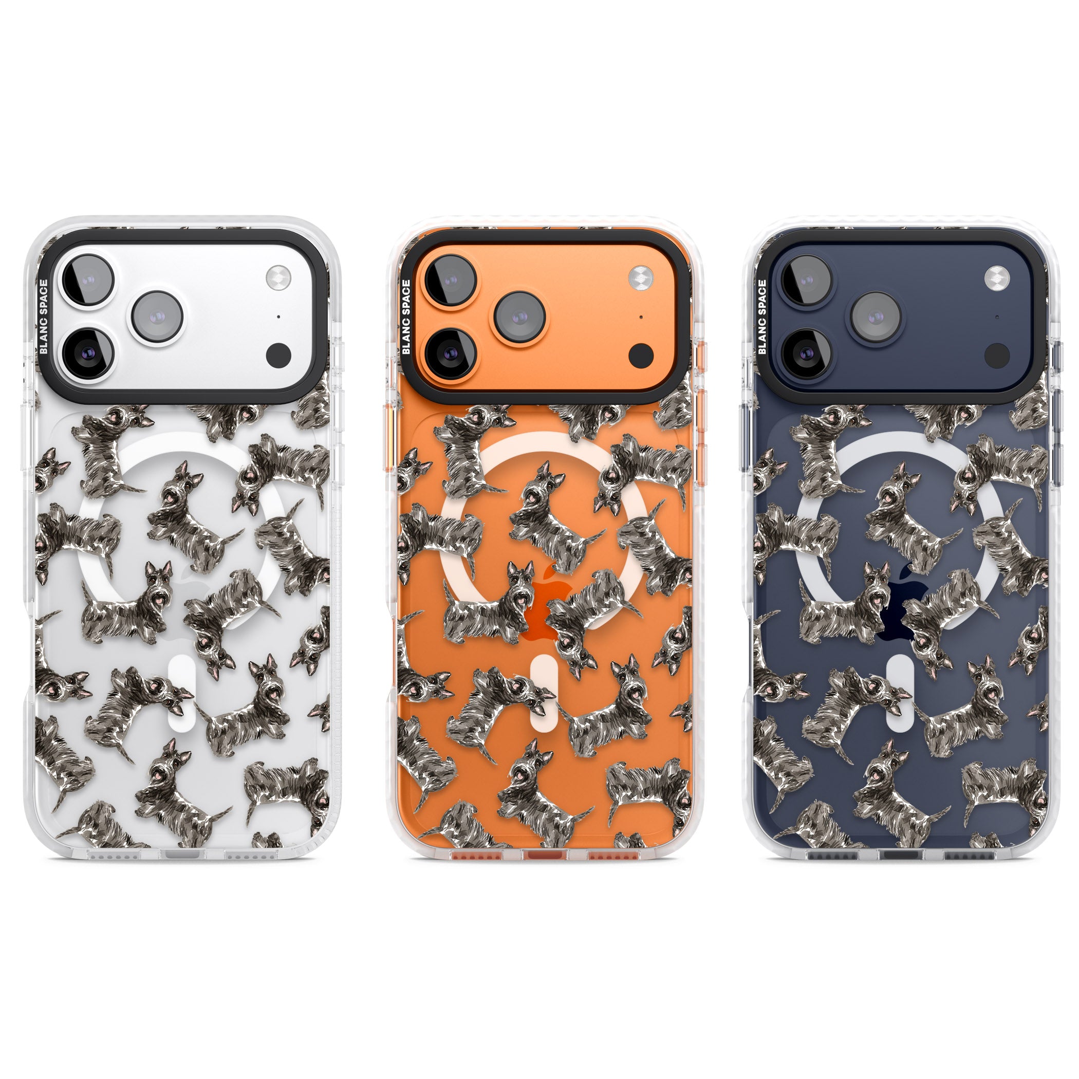 Scottish Terrier Pattern iPhone 17 Pro Impact Pro Clear Phone Case APT Impact Protection