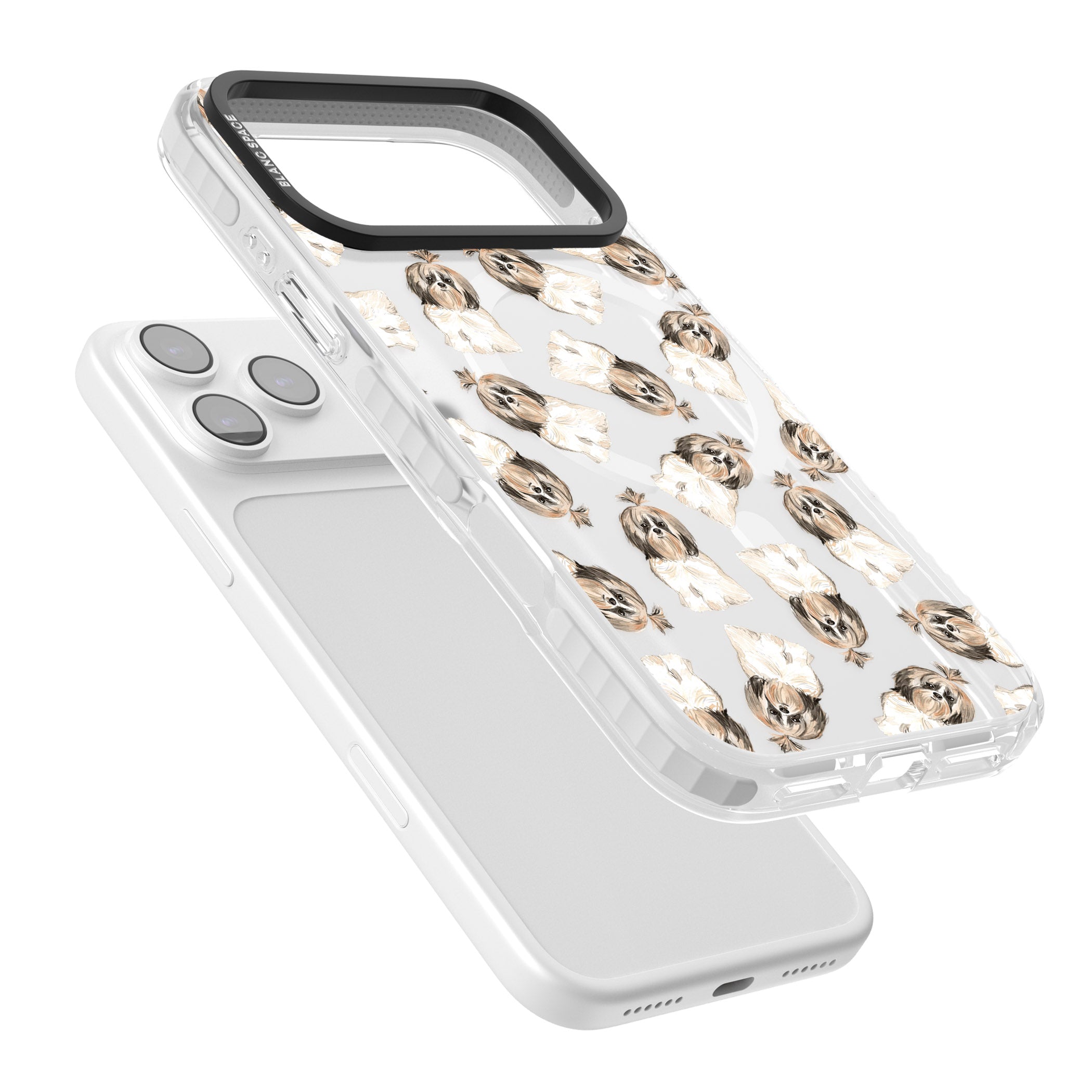 Shih Tzu Pattern Long Hair iPhone 17 Pro Impact Pro Clear Phone Case Colours