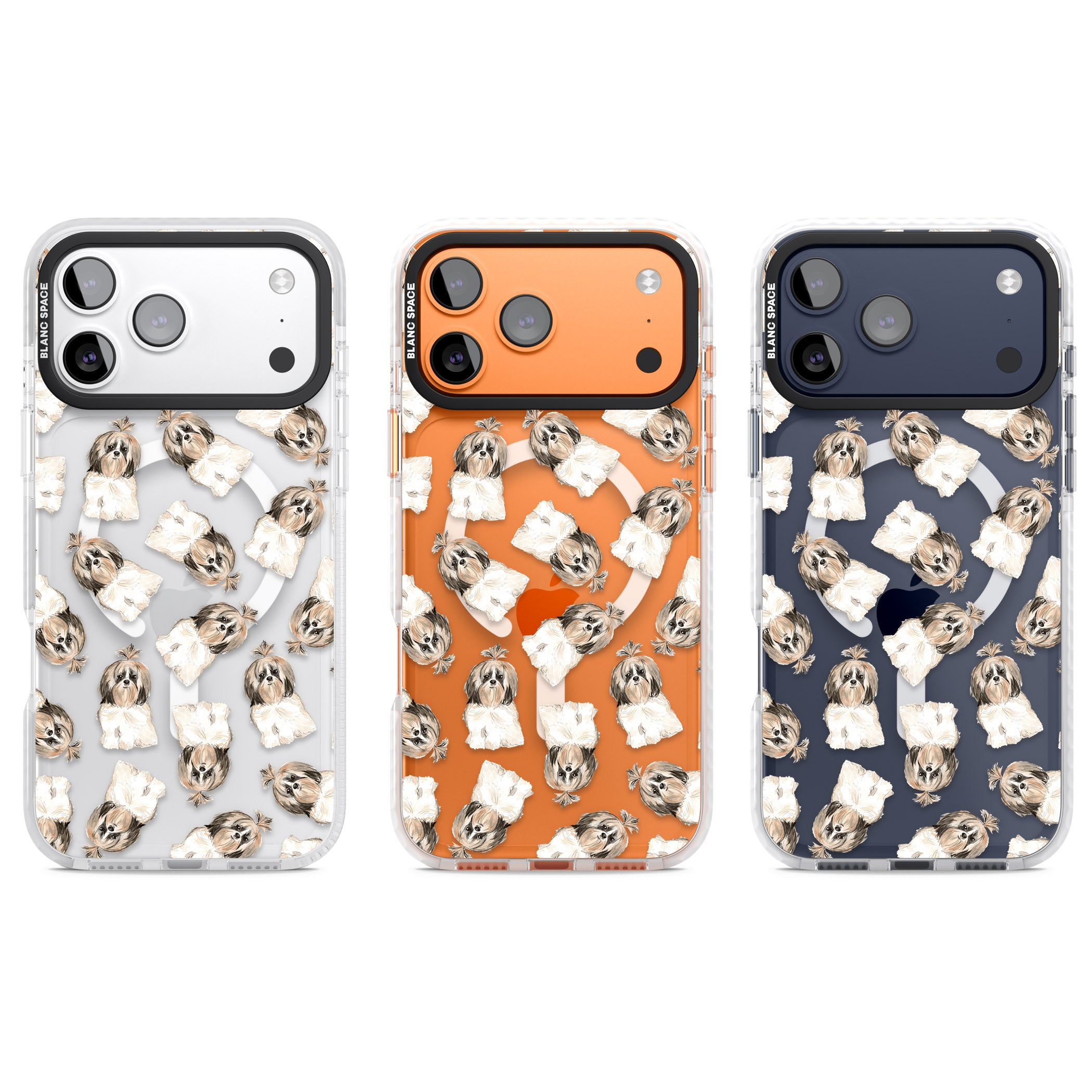 Shih Tzu Pattern Long Hair iPhone 17 Pro Impact Pro Clear Phone Case APT Impact Protection