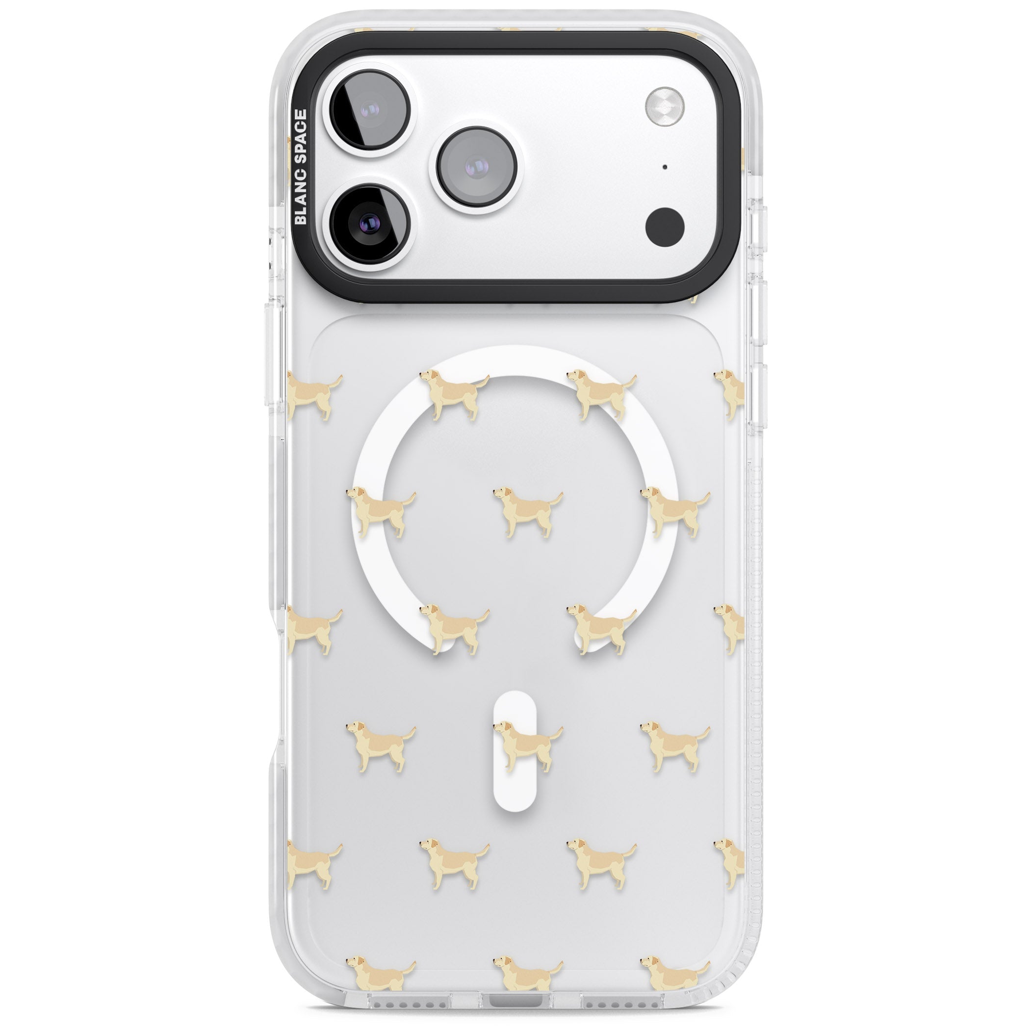Tan Labrador Dog Pattern iPhone 17 Pro Impact Pro Clear Phone Case