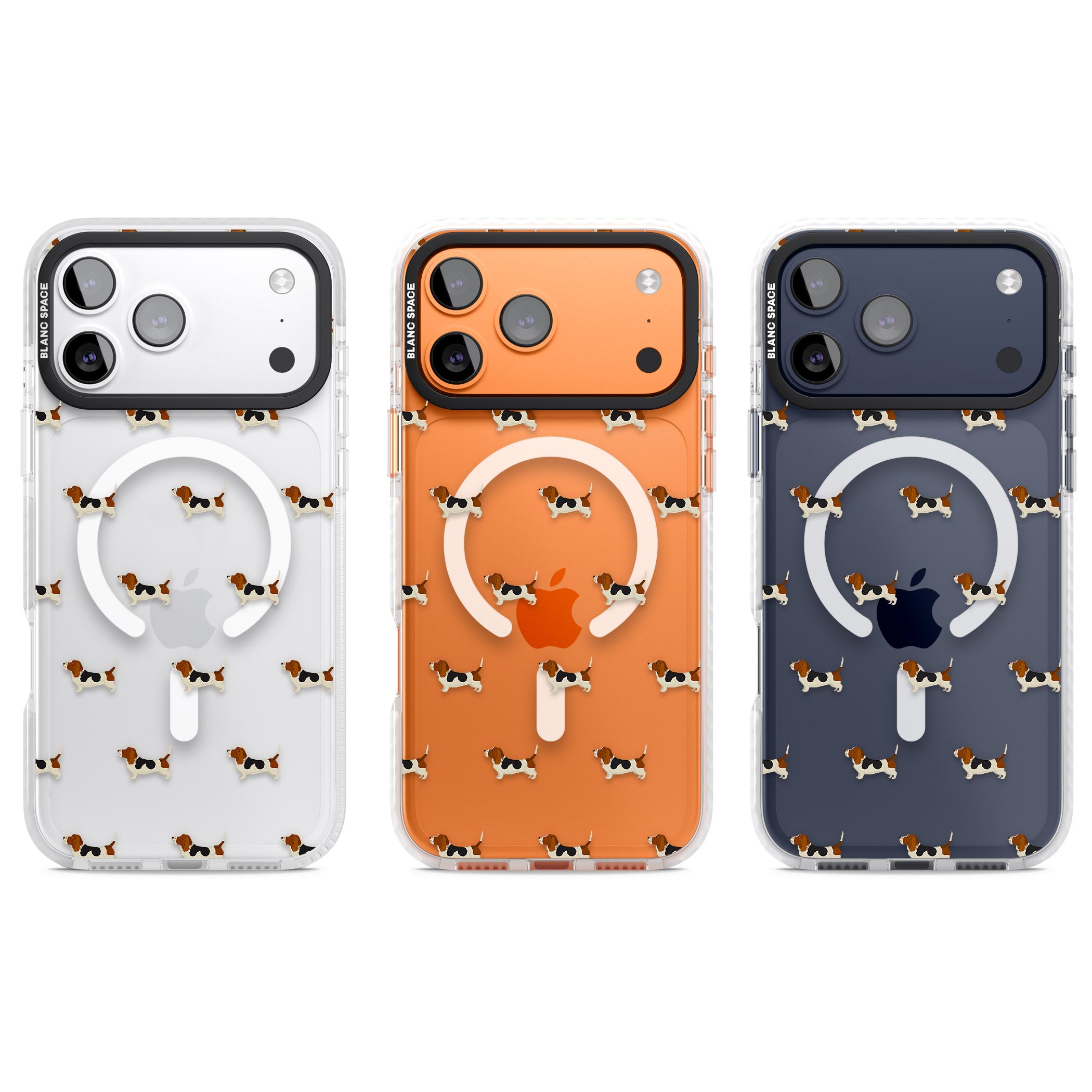 Basset Hound Pattern iPhone 17 Pro Impact Pro Clear Phone Case APT Impact Protection