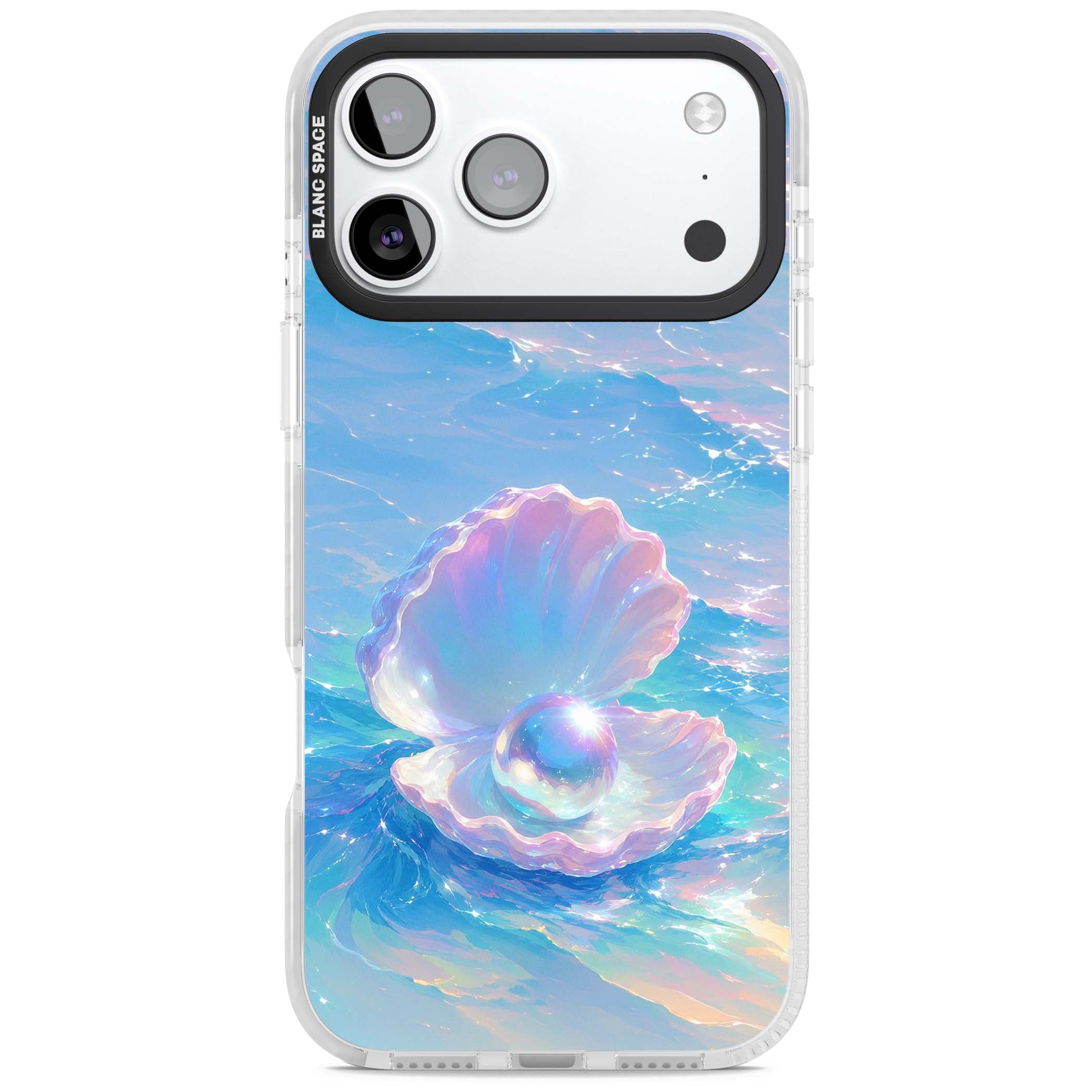 The Pearl Clam mermaidcore iPhone case featuring iridescent seashell, glowing pearl and pastel ocean waves | Impact Magsafe case for iPhone 17 Pro, iPhone 17 Pro Max
