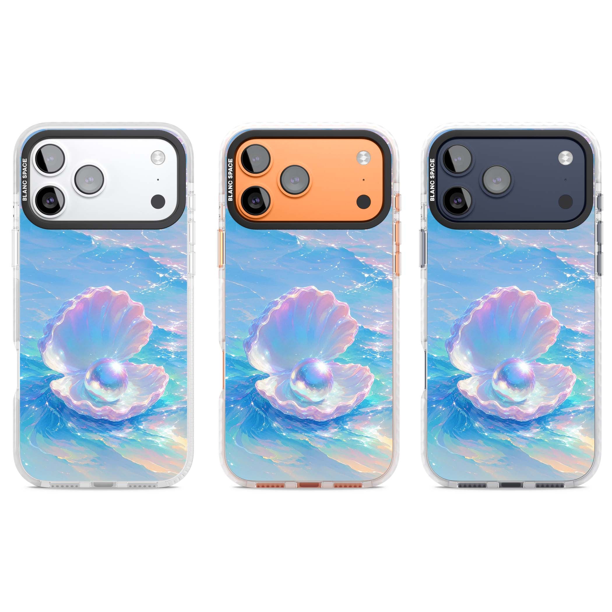 The Pearl Clam mermaidcore iPhone case featuring iridescent seashell, glowing pearl and pastel ocean waves | Impact Magsafe case for iPhone 17 Pro, iPhone 17 Pro Max