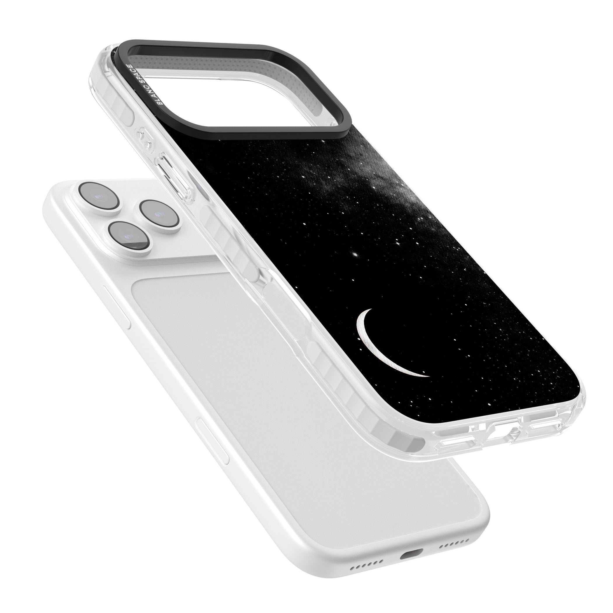 Night Sky Galaxies: Crescent Moon iPhone 17 Pro Impact Pro Clear Phone Case Colours